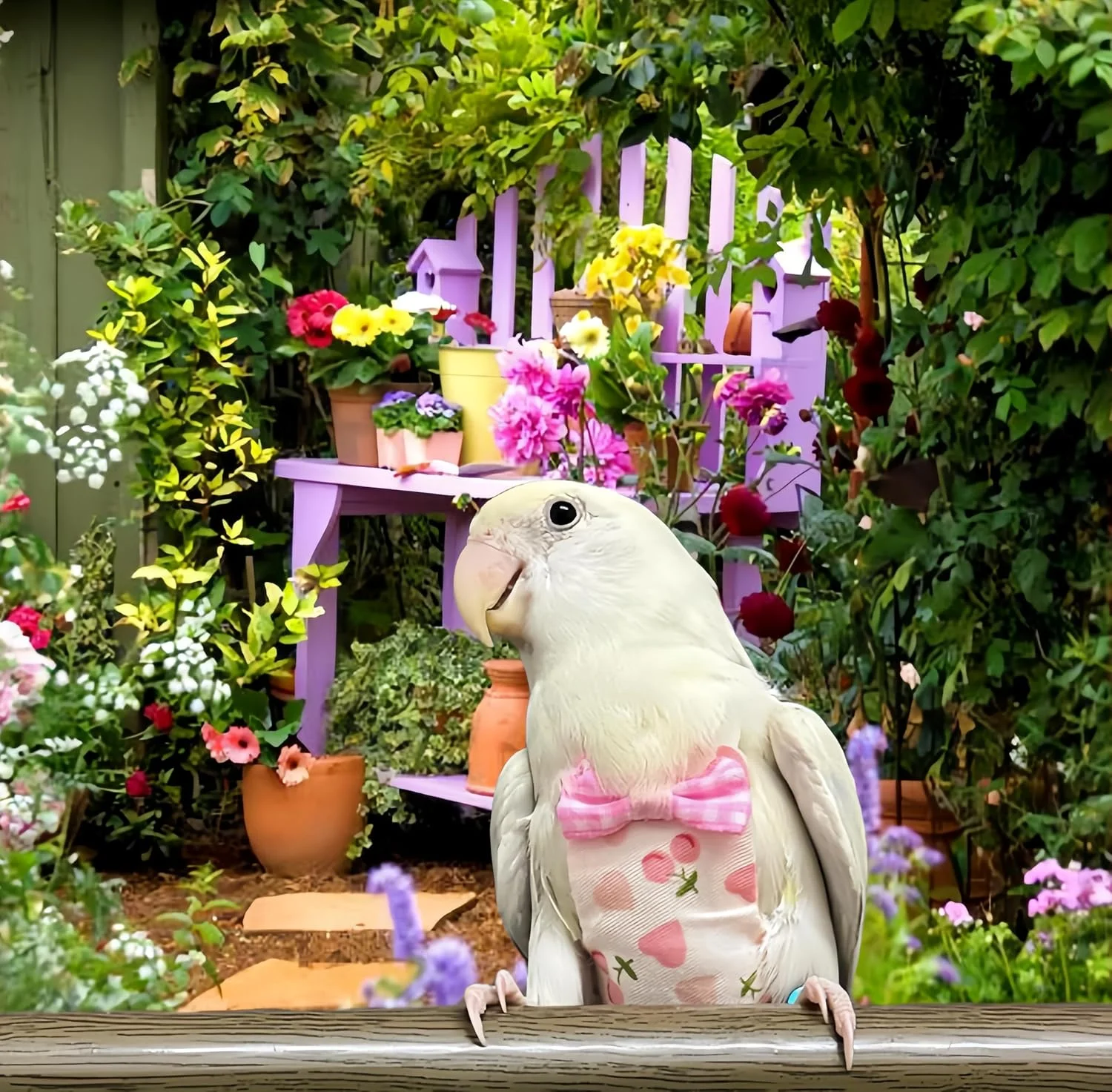 ست لباس پرواز پرنده Magnoloran شامل 2 عدد پوشک پرنده، افسار پرواز 80 اینچی، پوشک قابل استفاده مجدد طوطی با لایه داخلی ضد آب برای عروس هلندی، مرغ عشق، کانور، پاراکیت، مرغ عشق - آبی و سفید