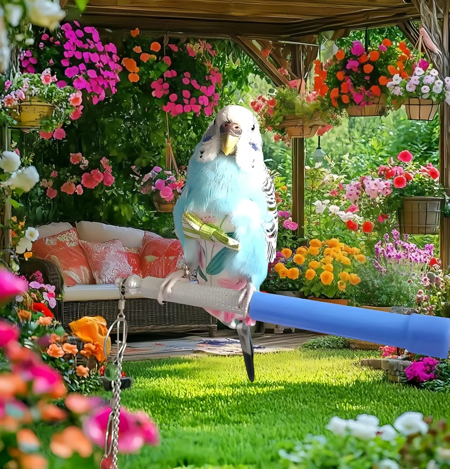 ست 2 عددی پوشک پرنده Magnoloran، لباس پرواز با افسار پرواز 80 اینچی، پوشک قابل استفاده مجدد طوطی با لایه داخلی ضد آب برای عروس هلندی، مرغ عشق، کانور، پاراکیت، مرغ عشق - قرمز و سفید