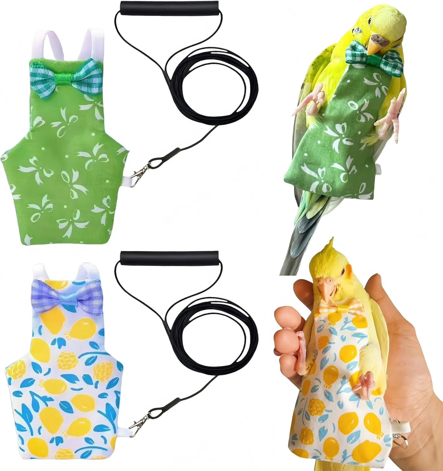 2 عدد پوشک پرنده، لباس پرواز با افسار پرواز 80 اینچی، شلوار پوشک کبوتر، لباس ادرار برای کوکاتیل، کانور، ماکائو، باجریگار، پاراکیت - پاپیون و لیمو