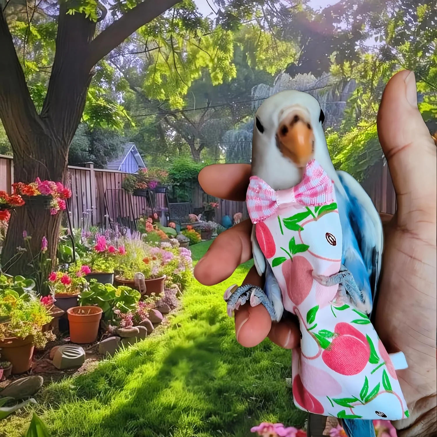 ست پوشک پرنده Magnoloran، شامل 2 عدد پوشک پرنده، لباس پرواز و 2 عدد افسار پرواز 80 اینچی، شورت پوشکی طوطی، شلوار کبوتر، مناسب برای کوکاتیل، کانور، ماکائو، باجی و پاراکیت - طرح سیب و آناناس