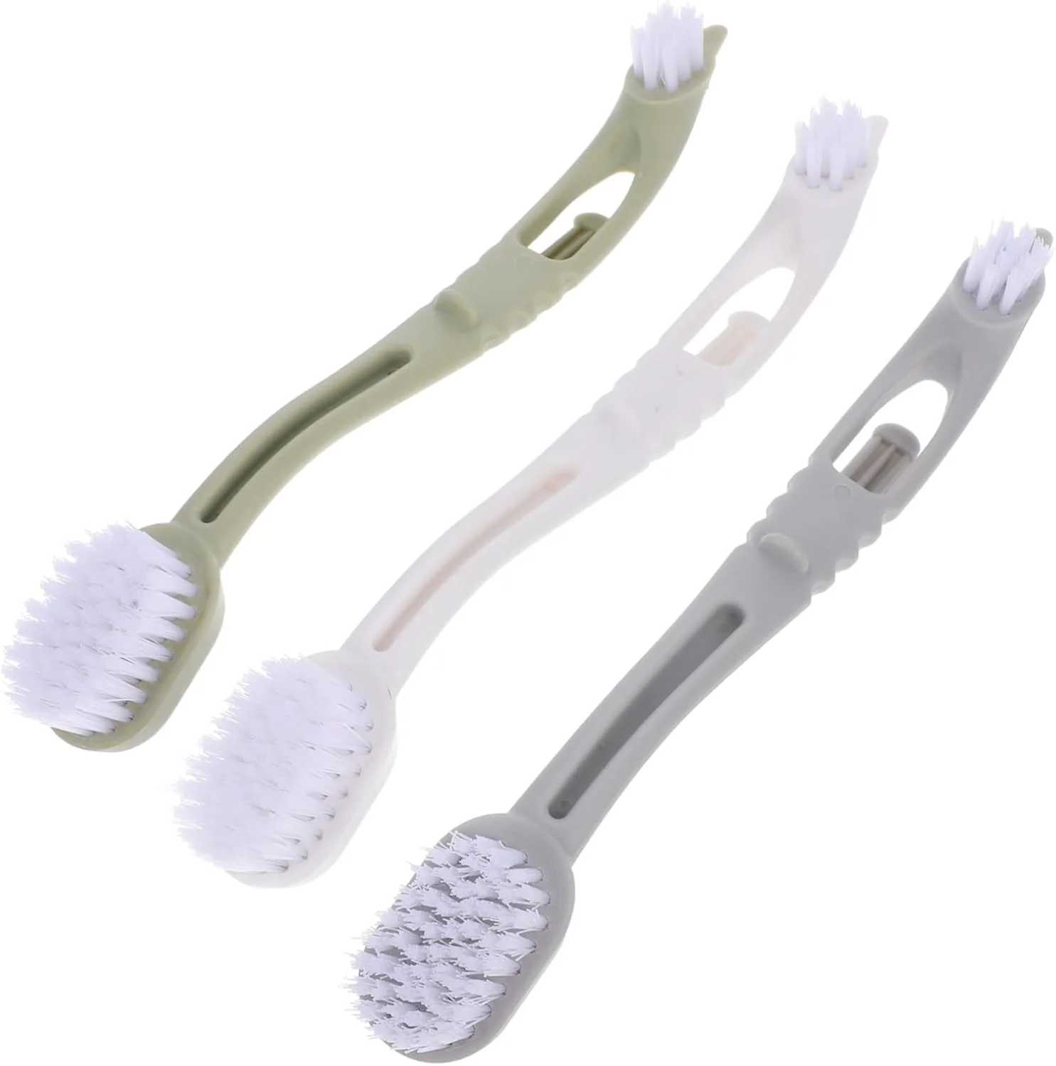 برس تمیز کننده قفس پرنده FUTUREORYY، 3 عدد، با دسته دوگانه، برس نرم برای تمیز کردن ایمن و کارآمد قفس حیوانات خانگی و لانه سگ، خاکستری