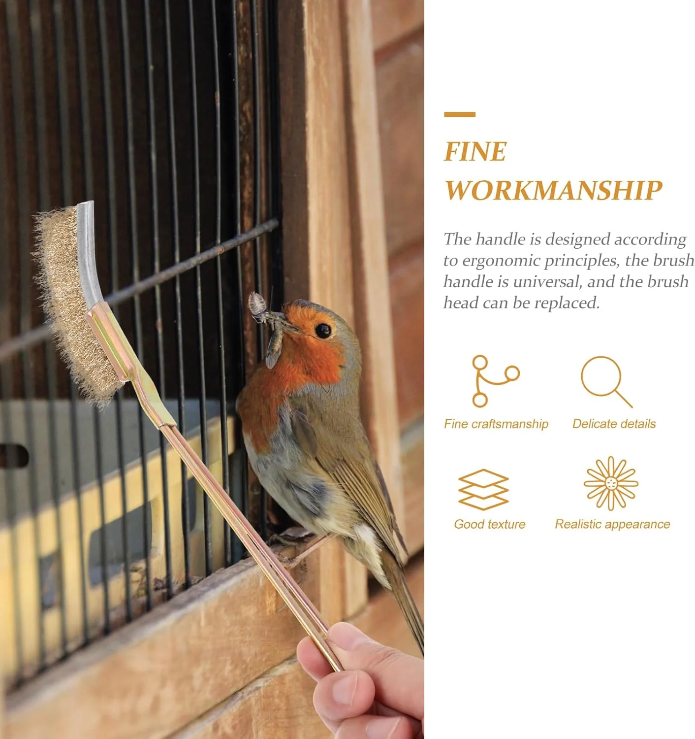 FRCOLOR 4 ست برس تمیز کننده قفس پرنده، لوازم تمیز کردن پرنده، برس تمیز کننده قفس، ابزار تمیز کردن مرغداری، برس تمیز کننده پرنده، تمیز کننده مدفوع پرنده، برس کوچک مسی، پرنده خانگی استیل ضد زنگ