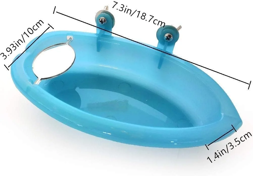 حمام پرنده Joyzzz با آینه، وان حمام پرنده با آینه کوچک برای قفس، حمام آویز قفس پرنده، وان حمام سالم برای قفس پرنده، لوازم جانبی قفس پرنده