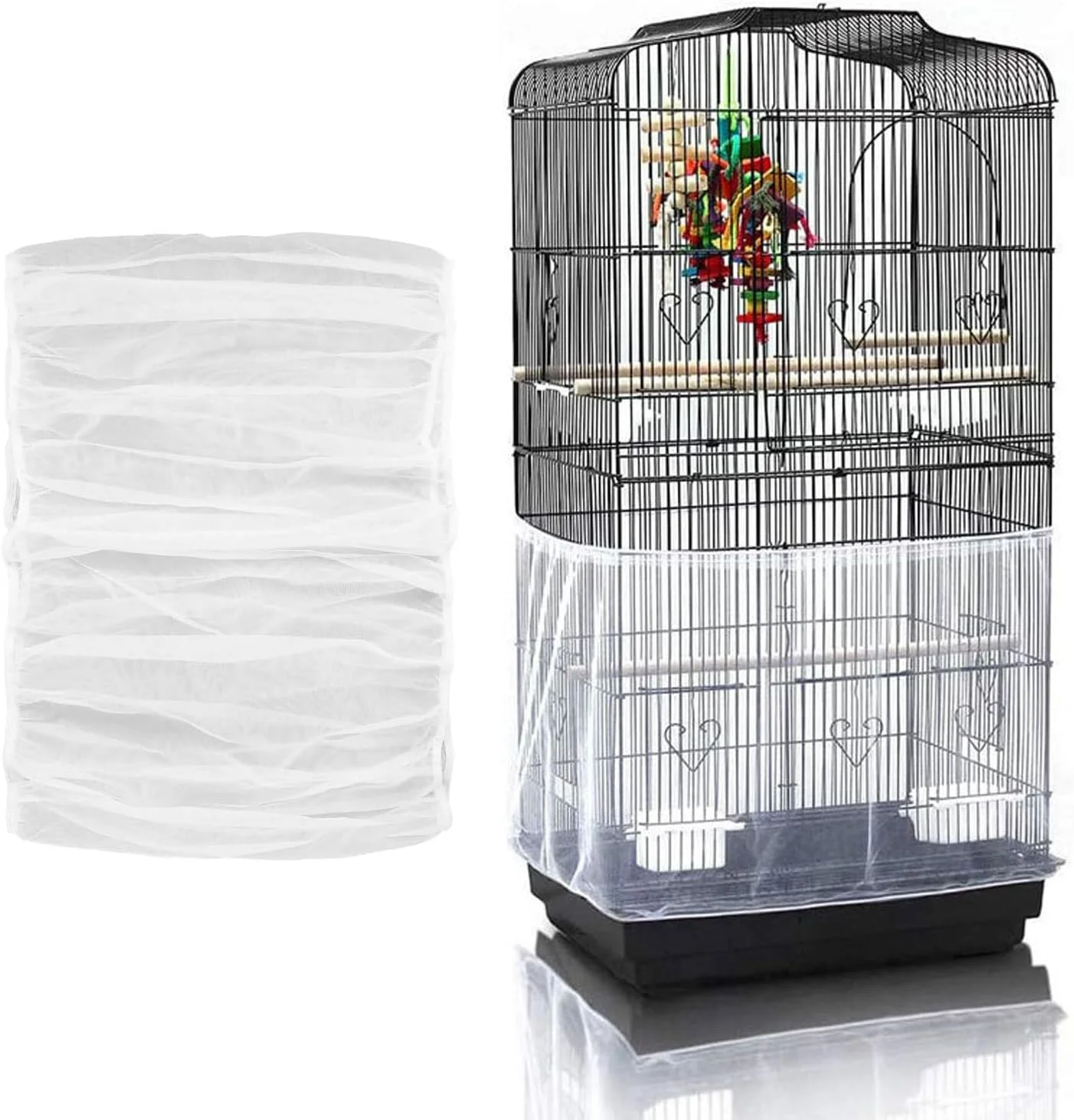 دامن قفس پرنده جهانی FIBOUND - پوشش توری نایلونی تنفسی با گیرنده دانه، محافظ قفس طوطی ضد گرد و غبار و تهویه شده برای محیط تمیزتر دامن قفس پرنده جهانی FIBOUND - پوشش توری نایلونی تنفسی با گیرنده دانه، محافظ قفس طوطی ضد گرد و غبار و تهویه شده برای محیط تمیزتر