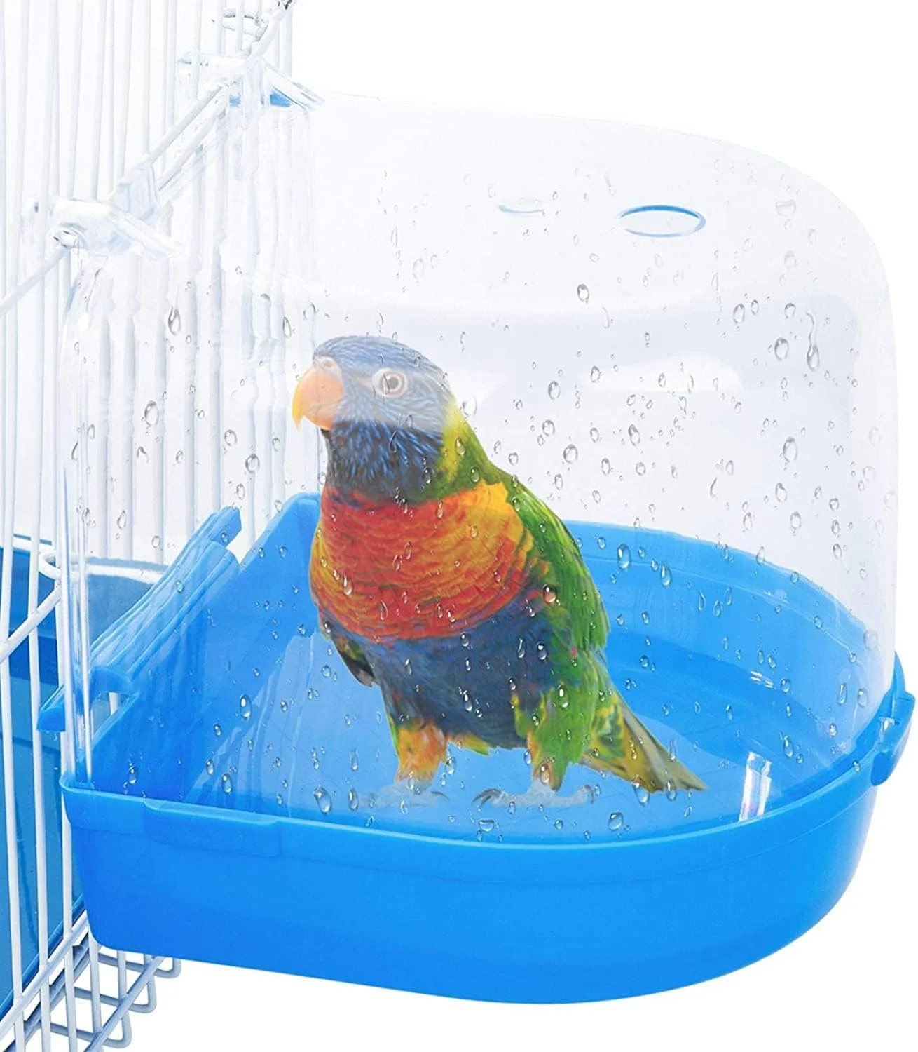 حمام پرنده ECVV Buring Bird Bath Box، محفظه دوش پرنده قفسی برای طوطی های کوچک، قناری و مرغ عشق، با سوراخ تزریق آب حمام پرنده ECVV Buring Bird Bath Box، محفظه دوش پرنده قفسی برای طوطی های کوچک، قناری و مرغ عشق، با سوراخ تزریق آب