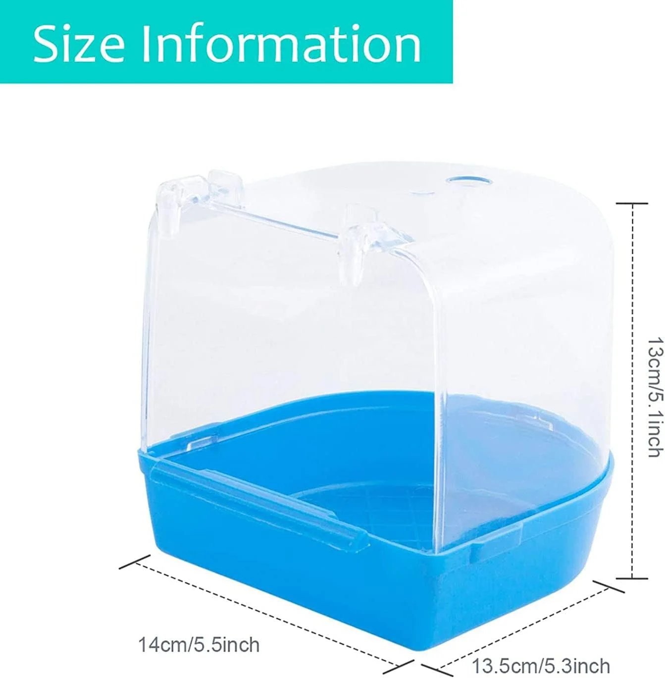 حمام پرنده ECVV Buring Bird Bath Box، محفظه دوش پرنده قفسی برای طوطی های کوچک، قناری و مرغ عشق، با سوراخ تزریق آب