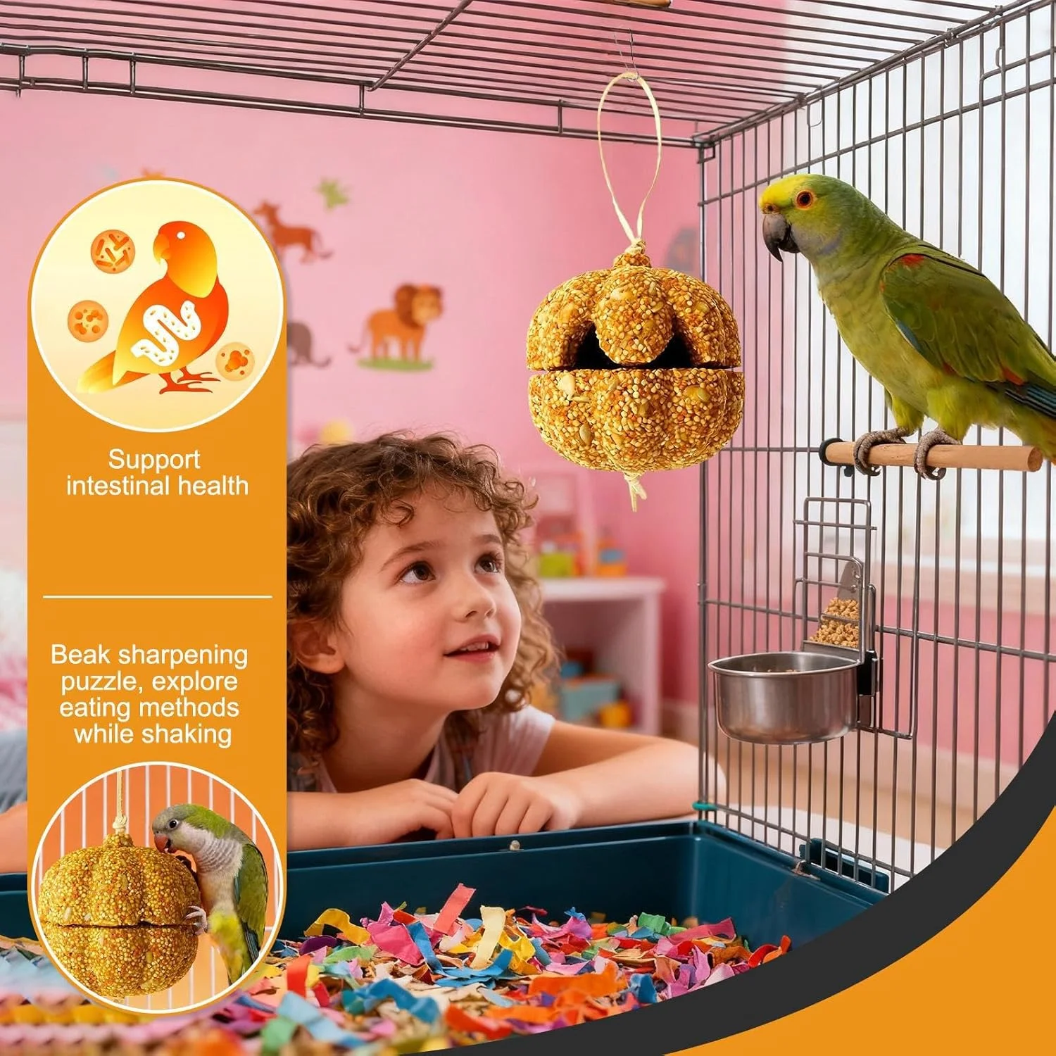 تشویقی طوطی، اسباب بازی قفس، دانه های پاراکیت به شکل کدو تنبل، مناسب برای قناری، خوکچه هندی، چینچیلا و مرغ عشق تشویقی طوطی، اسباب بازی قفس، دانه های پاراکیت به شکل کدو تنبل، مناسب برای قناری، خوکچه هندی، چینچیلا و مرغ عشق