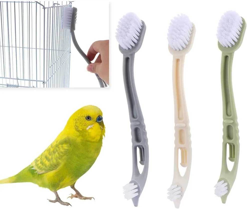 مجموعه 3 عددی برس تمیز کننده قفس پرنده DQITJ با دو سر برس و دسته بلند، ابزاری برای قفس های طوطی، میله های نشیمن و لانه های پرندگان مجموعه 3 عددی برس تمیز کننده قفس پرنده DQITJ با دو سر برس و دسته بلند، ابزاری برای قفس های طوطی، میله های نشیمن و لانه های پرندگان