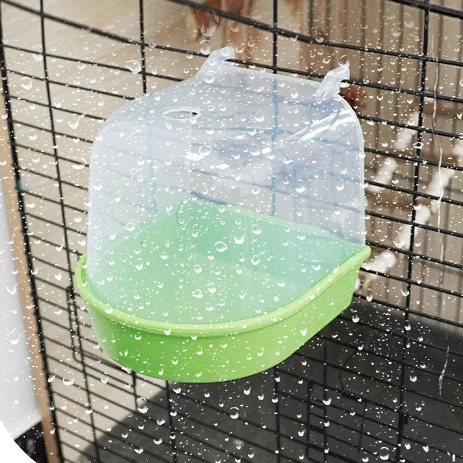 قفس حمام پرنده | ظرف غذای شفاف ضد ریزش، وان حمام طوطی | برای تغذیه قناری، طوطی راهب، طوطی های باغی، مناسب فضای داخلی و خارجی خانه و باغ