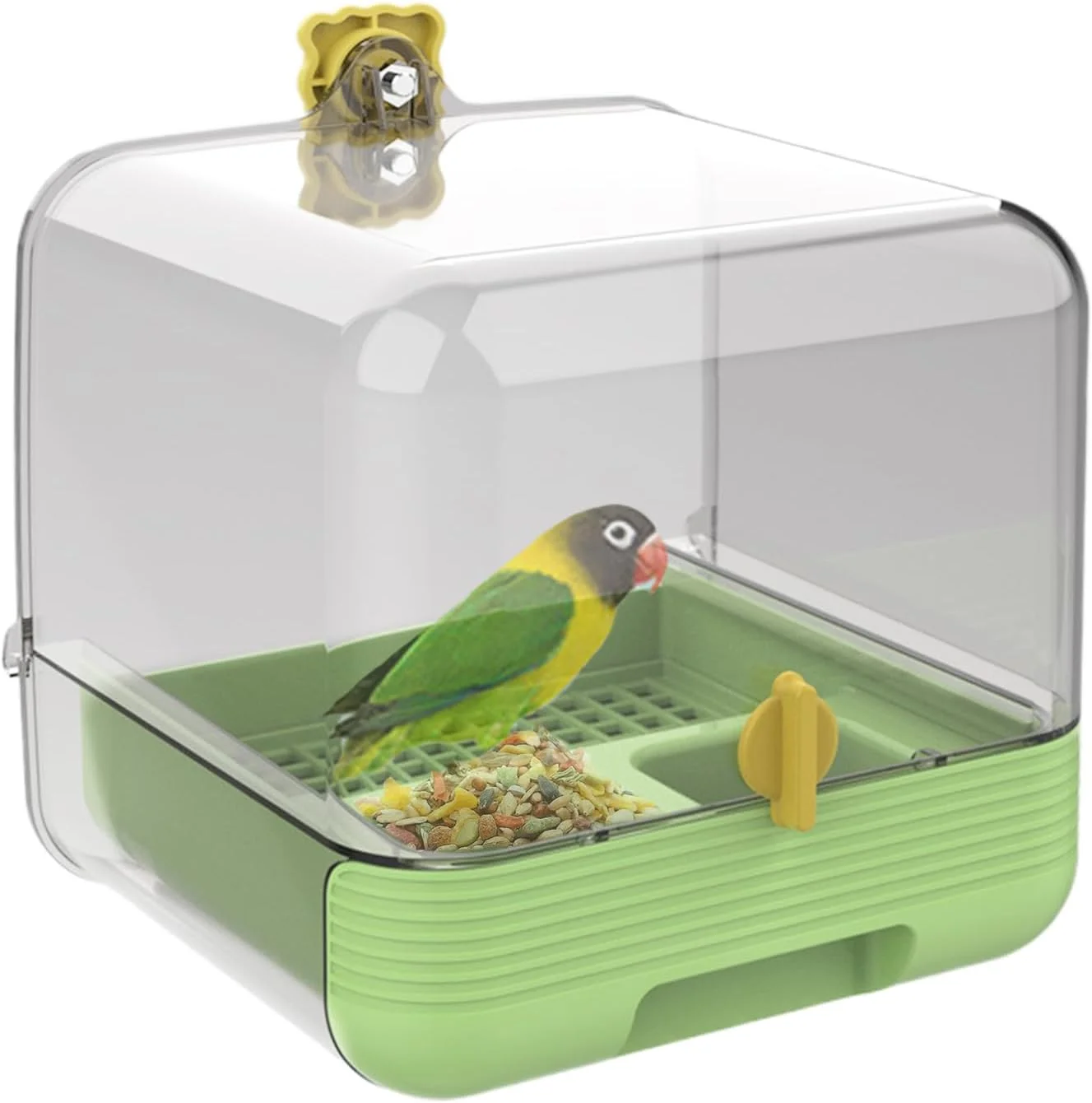 حمام پرنده طوطی | ظرف غذای کشویی پرنده خانگی - تمیز کردن سریع وان حمام شفاف 2 در 1 کاسه برای حیوانات خانگی داخل حیاط باغ سرپوشیده حمام پرنده طوطی | ظرف غذای کشویی پرنده خانگی - تمیز کردن سریع وان حمام شفاف 2 در 1 کاسه برای حیوانات خانگی داخل حیاط باغ سرپوشیده
