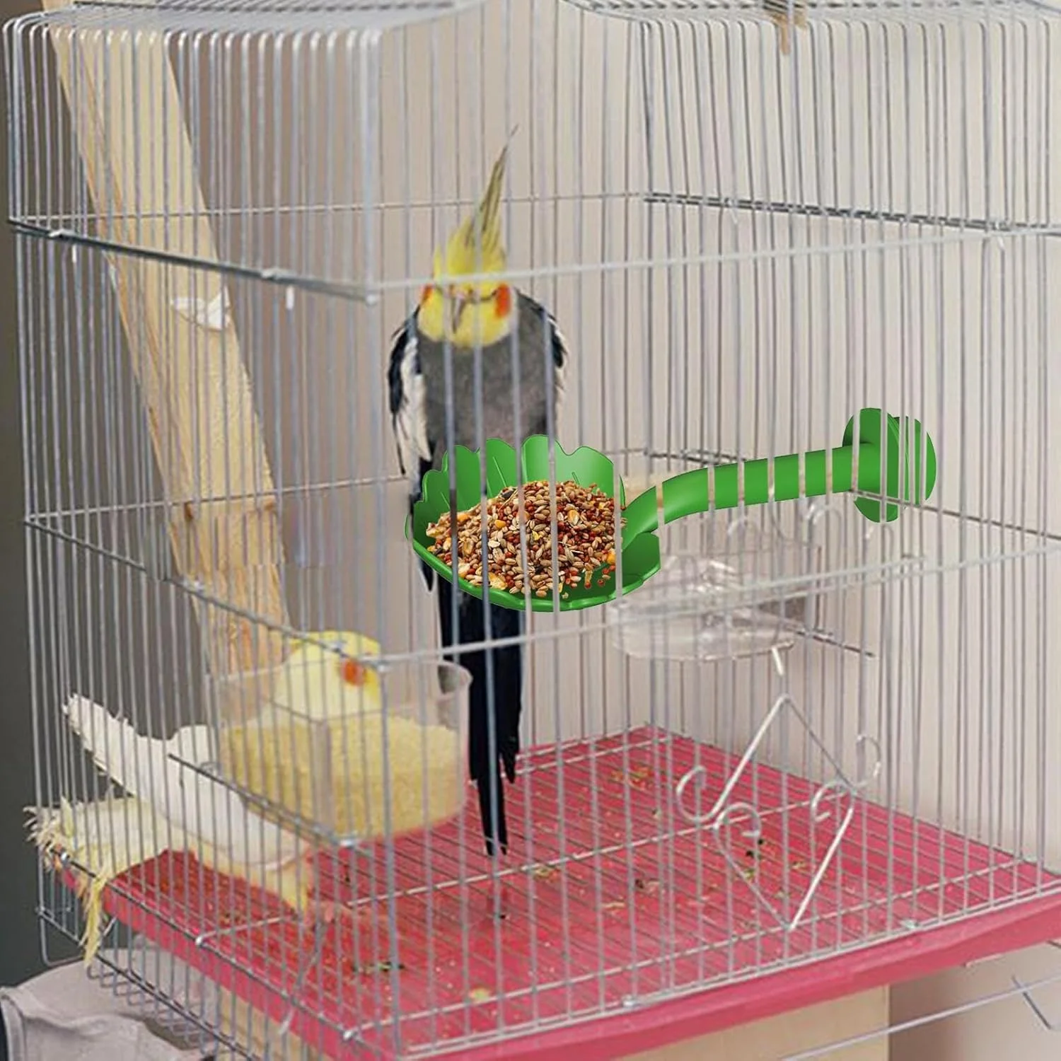نشیمنگاه قفس پرنده، نشیمنگاه طوطی 2 در 1، پایه پرنده و ظرف غذا | لوازم حیوانات خانگی، اسباب بازی های تعاملی برای ساییدن پنجه، جویدن، بالا رفتن، مناسب برای مرغ عشق، مرغ مگس خوار، قناری و گنجشک
