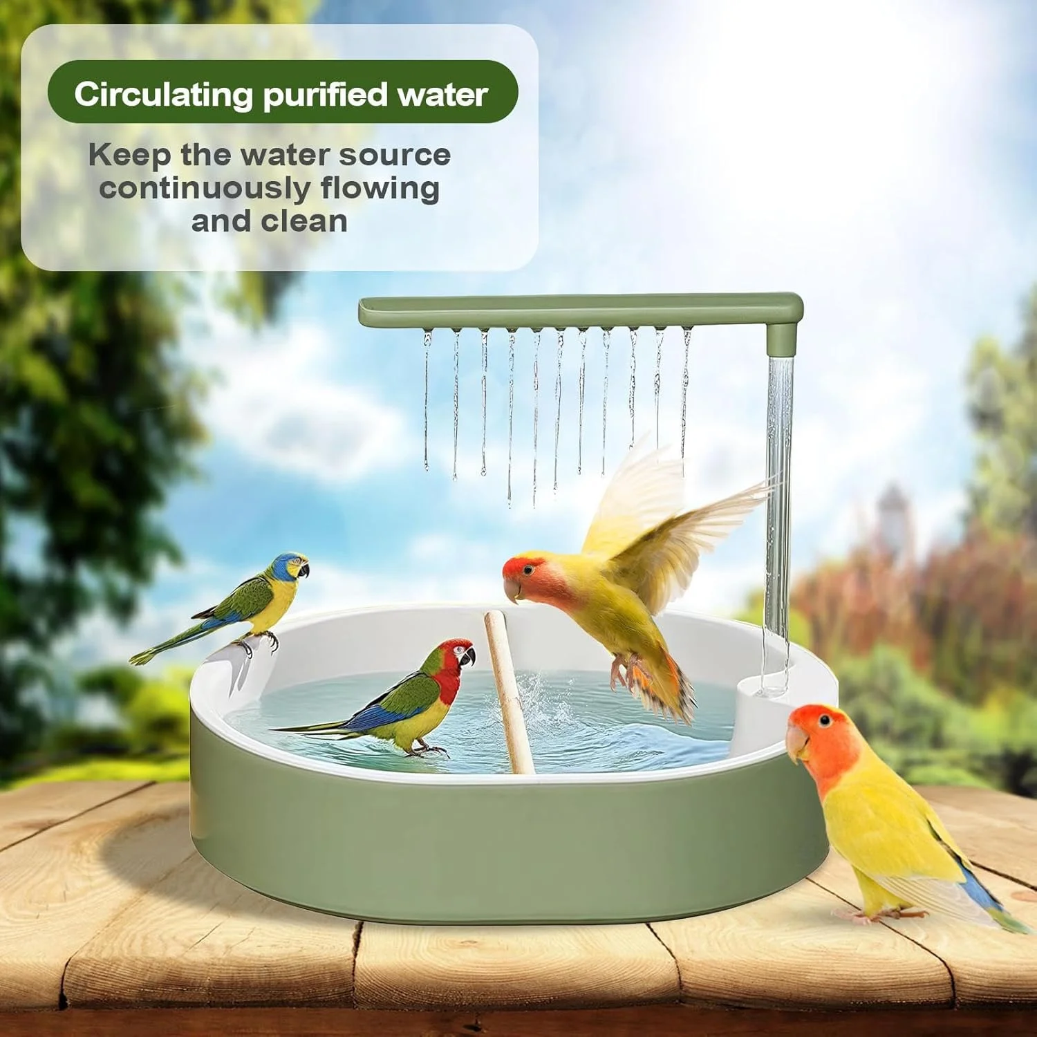 حمام پرنده اتوماتیک | حمام و دوش اتوماتیک پرنده با شیر آب چرخشی، فواره حوضچه برای سیستم آب قفس، مناسب برای مرغ عشق، کاکادو، کاکتیل و کانور برای لذت بردن از حمام