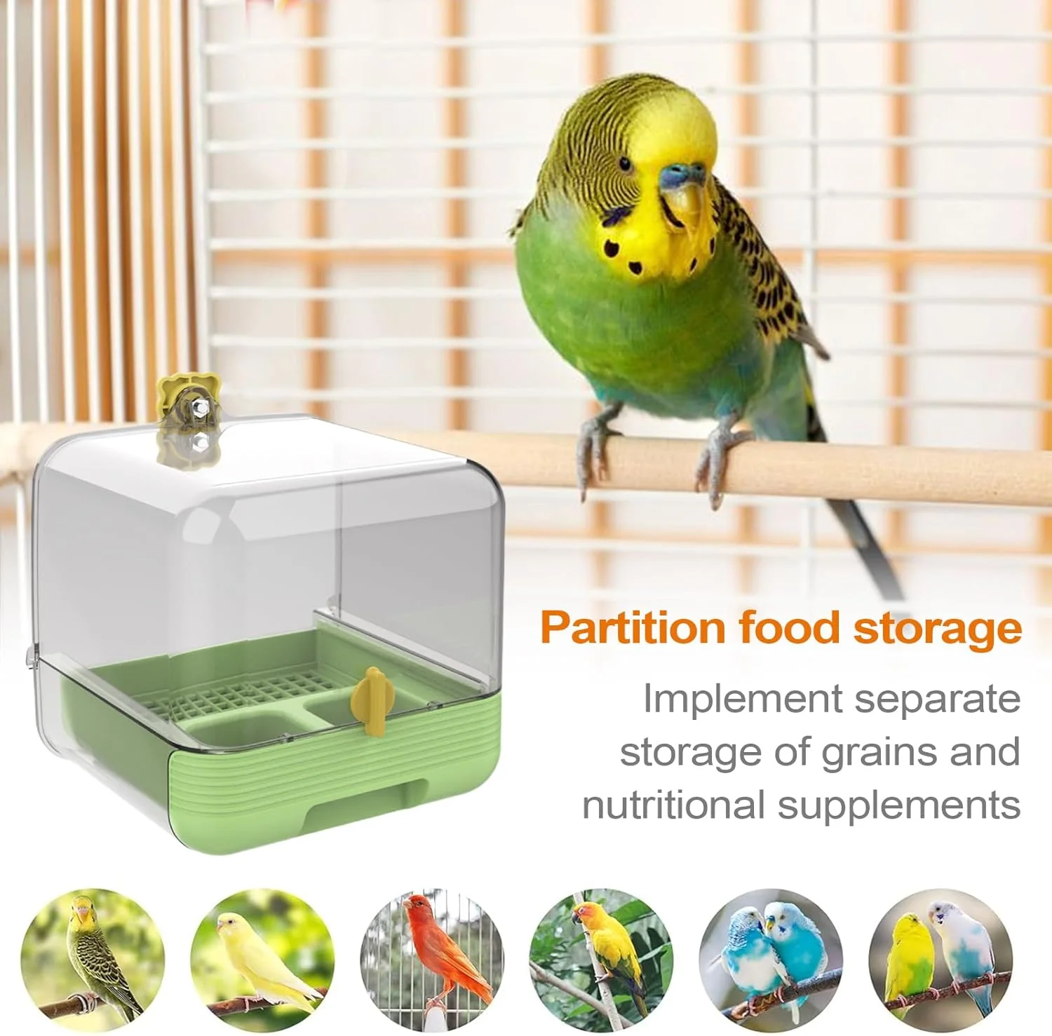 حمام پرنده برای قفس، ظرف غذای کشویی طوطی برای قفس | وان حمام شفاف با قابلیت تمیز کردن سریع، کاسه 2 در 1 برای حیوانات خانگی در داخل حیاط، باغ، فضای داخلی