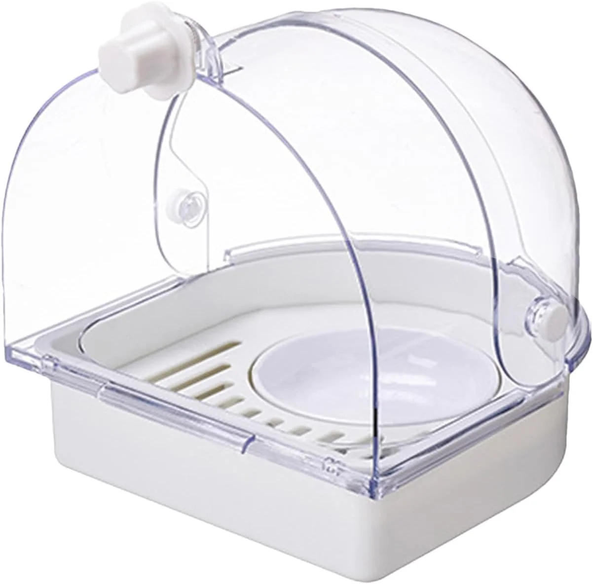 Parakeet Bird Bath | Clear Shower Bowl Box,Splash Guard Bird Bath for Parakeets,for Nesting Indoor Window Conure Canary Hummingbird