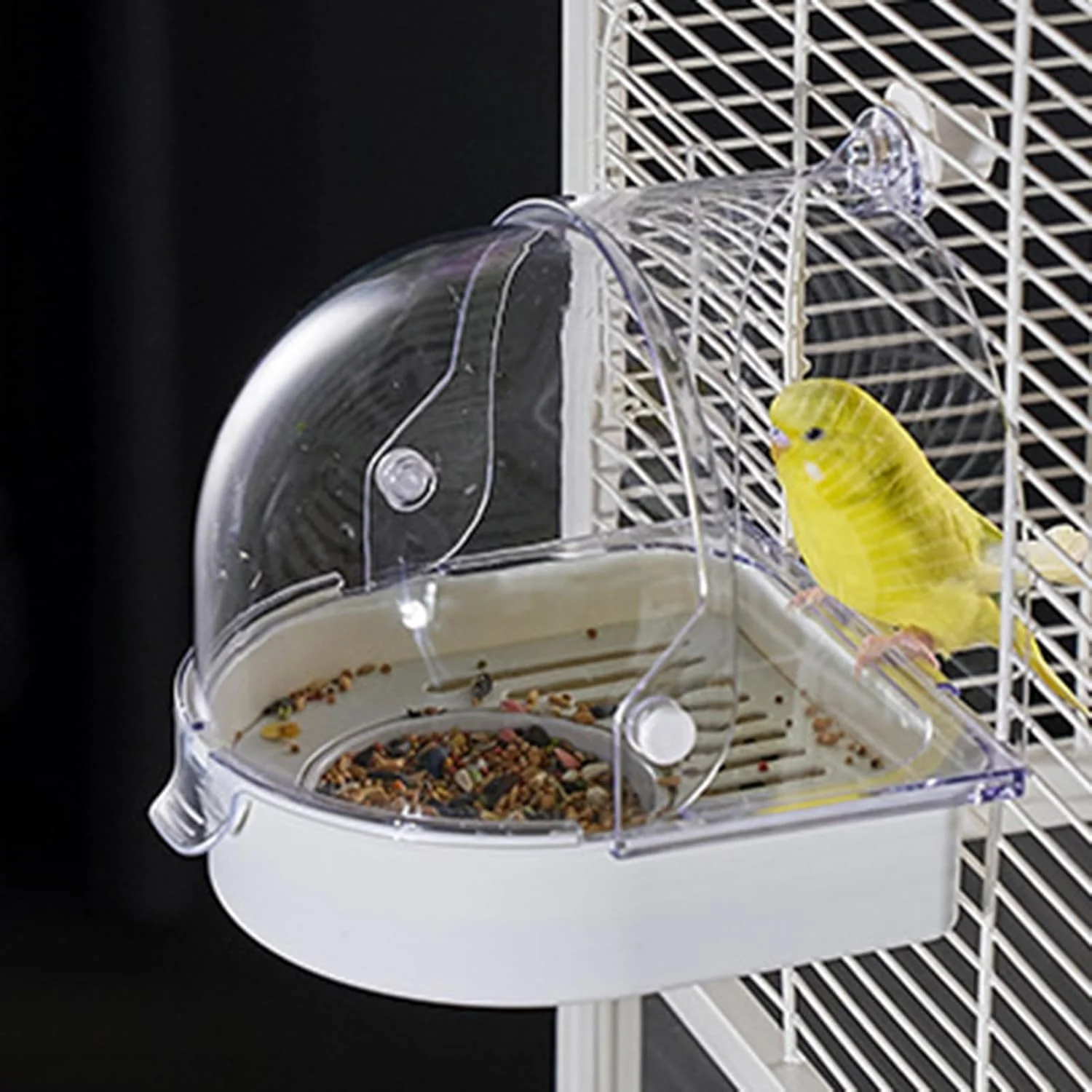 حمام پرنده قفسی | جعبه کاسه دوش شفاف - حمام پرنده قفسی شفاف مقاوم در برابر پاشش | برای لانه سازی در داخل خانه مناسب برای مرغ عشق، قناری و مرغ مگس خوار