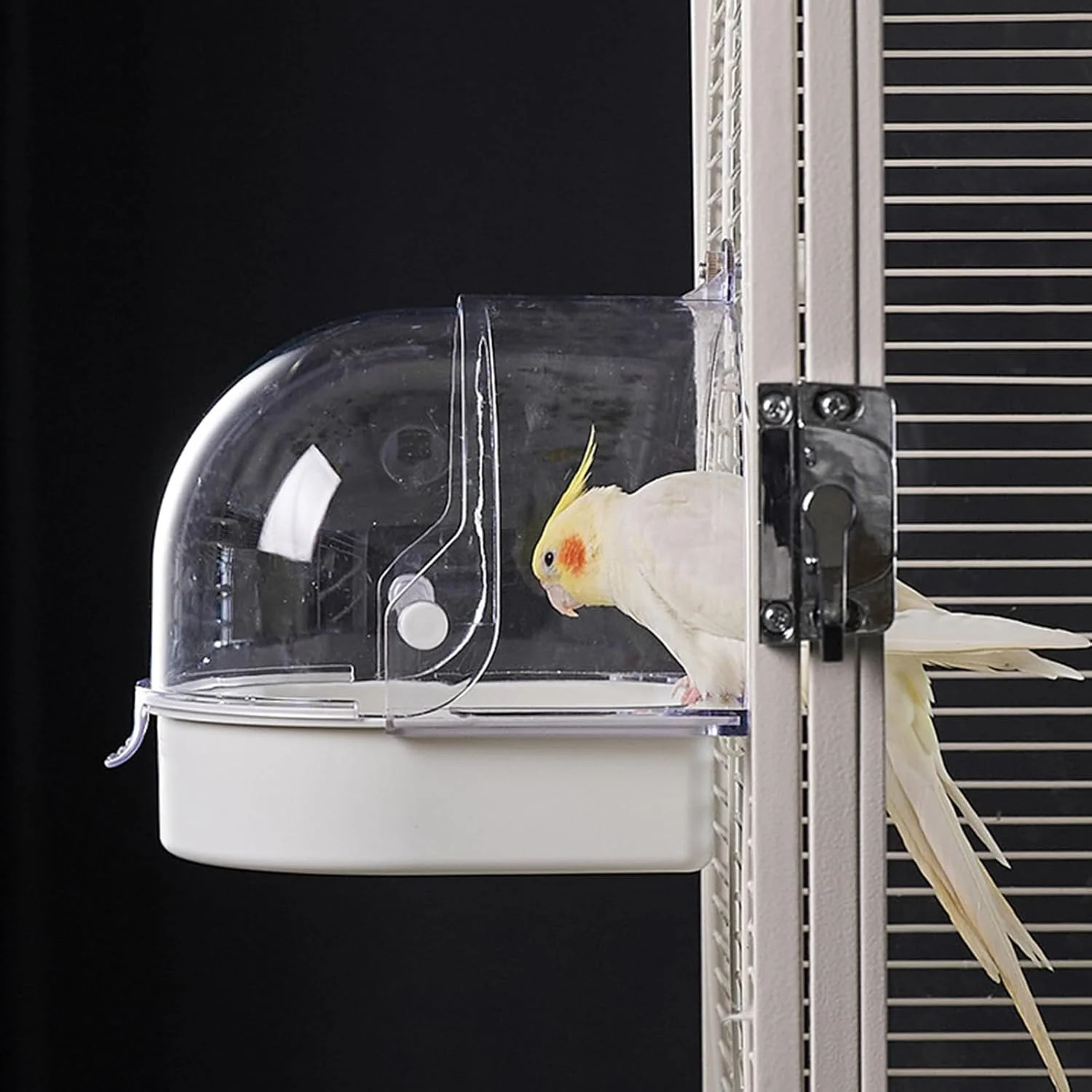 حمام پرنده قفسی - کاسه وان حمام، حمام پرنده با محافظ پاشش آب برای مرغ عشق | برای پنجره داخلی کوکاتیل کانور قناری مرغ مگس خوار