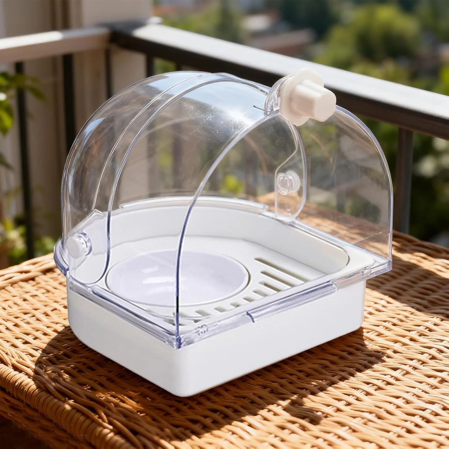 حمام طوطی | جعبه دوش لانه تغذیه - محافظ پاشش حمام پرنده سرپوشیده - برای لانه سازی طوطی کوتوله، کانور، قناری، مرغ مگس خوار