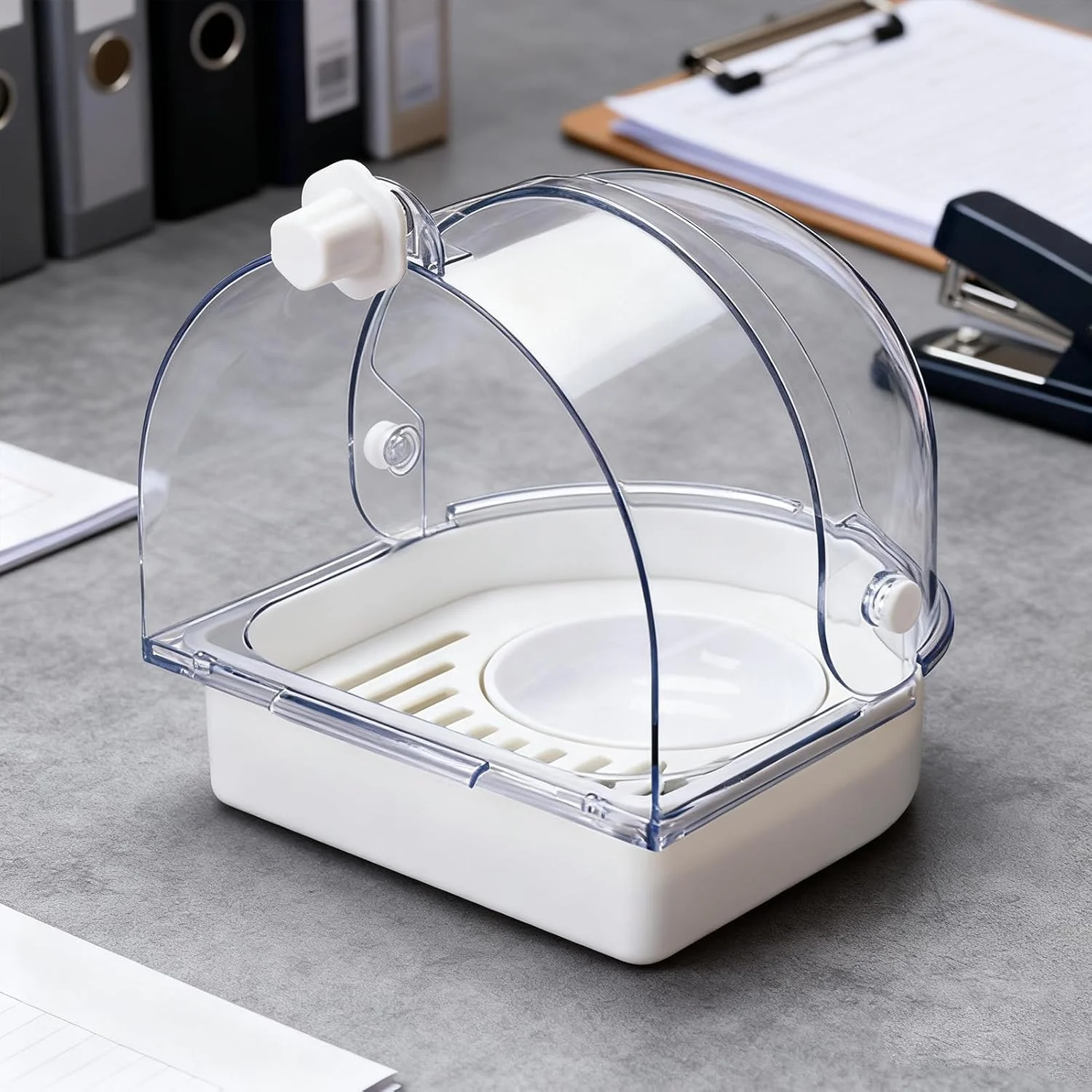 حمام پرنده طوطی | جعبه دوش شفاف | حمام پرنده با محافظ پاشش برای طوطی ها - برای لانه سازی در داخل خانه مناسب برای کوکاتیل، کانور، قناری و مرغ مگس خوار