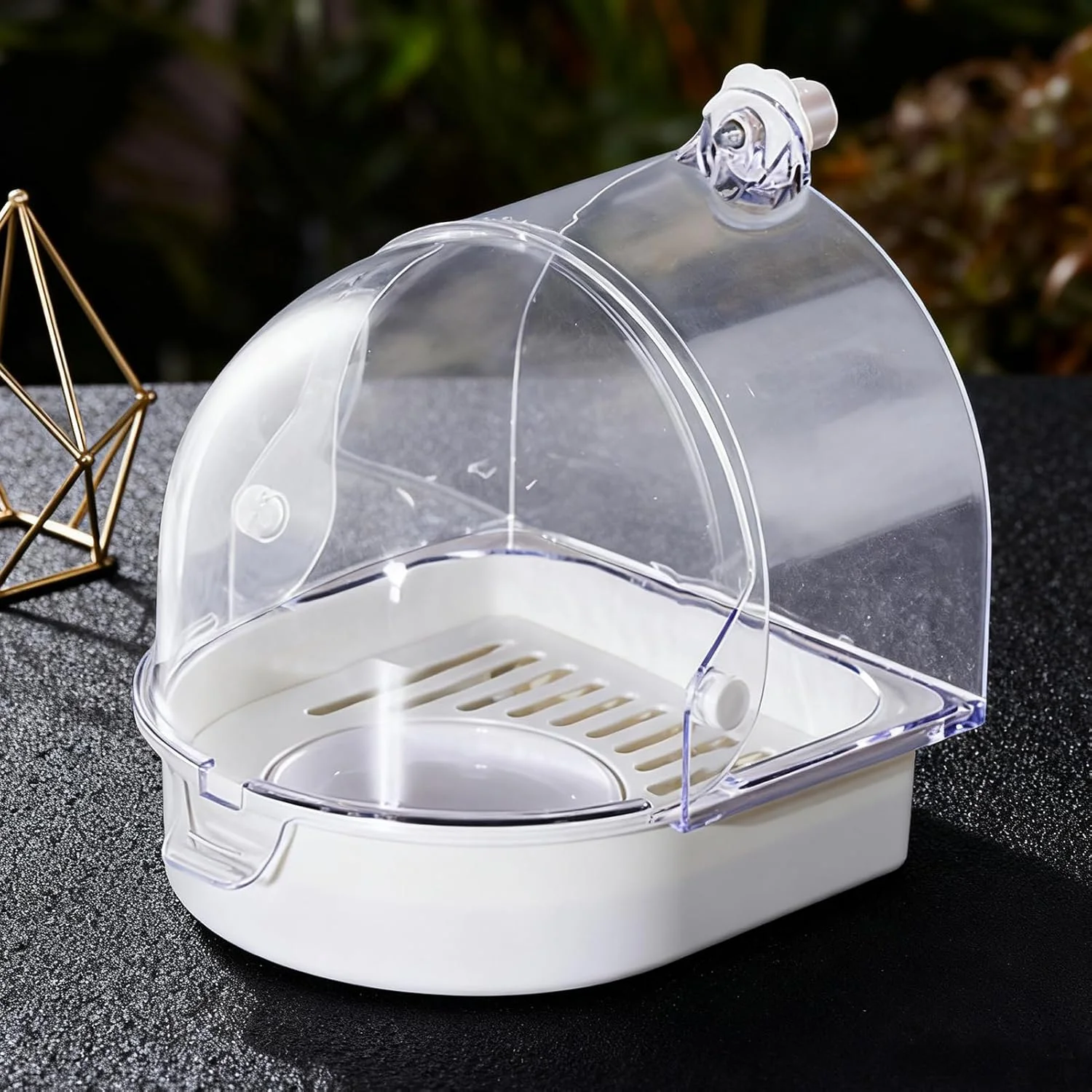 حمام طوطی، کاسه وان حمام و دوش - محافظ پاشش آب، حمام پرنده سرپوشیده، برای لانه سازی در پنجره های داخلی مناسب برای مرغ عشق، قناری و مرغ مگس خوار