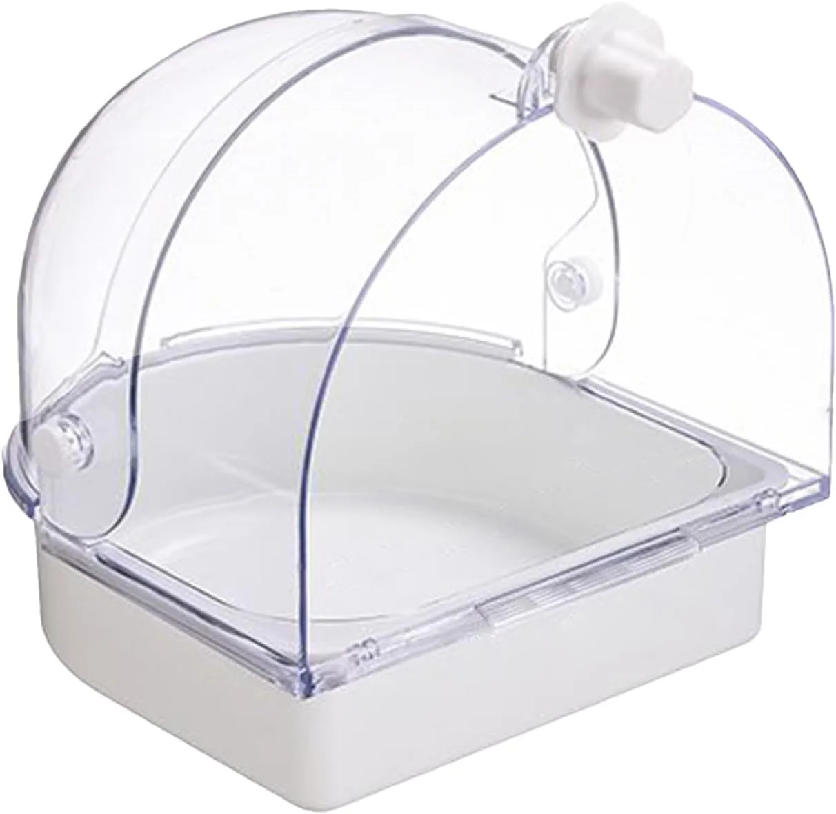 حمام پرنده طوطی، کاسه وان حمام دوش، حمام پرنده با محافظ پاشش آب برای داخل خانه، مناسب برای لانه سازی در پنجره های داخلی، کانور، قناری، مرغ مگس خوار