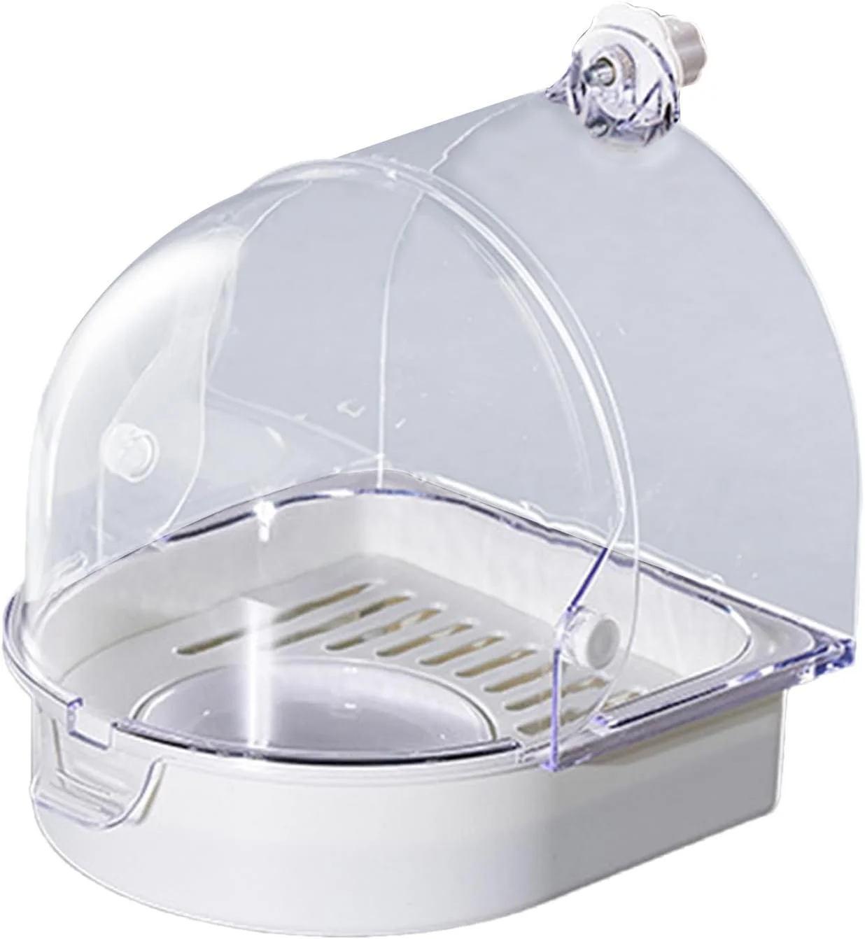 حمام طوطی | جعبه کاسه حمام شفاف - محافظ پاشش آب حمام پرنده سرپوشیده - برای لانه سازی در پنجره داخلی کانور قناری مرغ مگس خوار