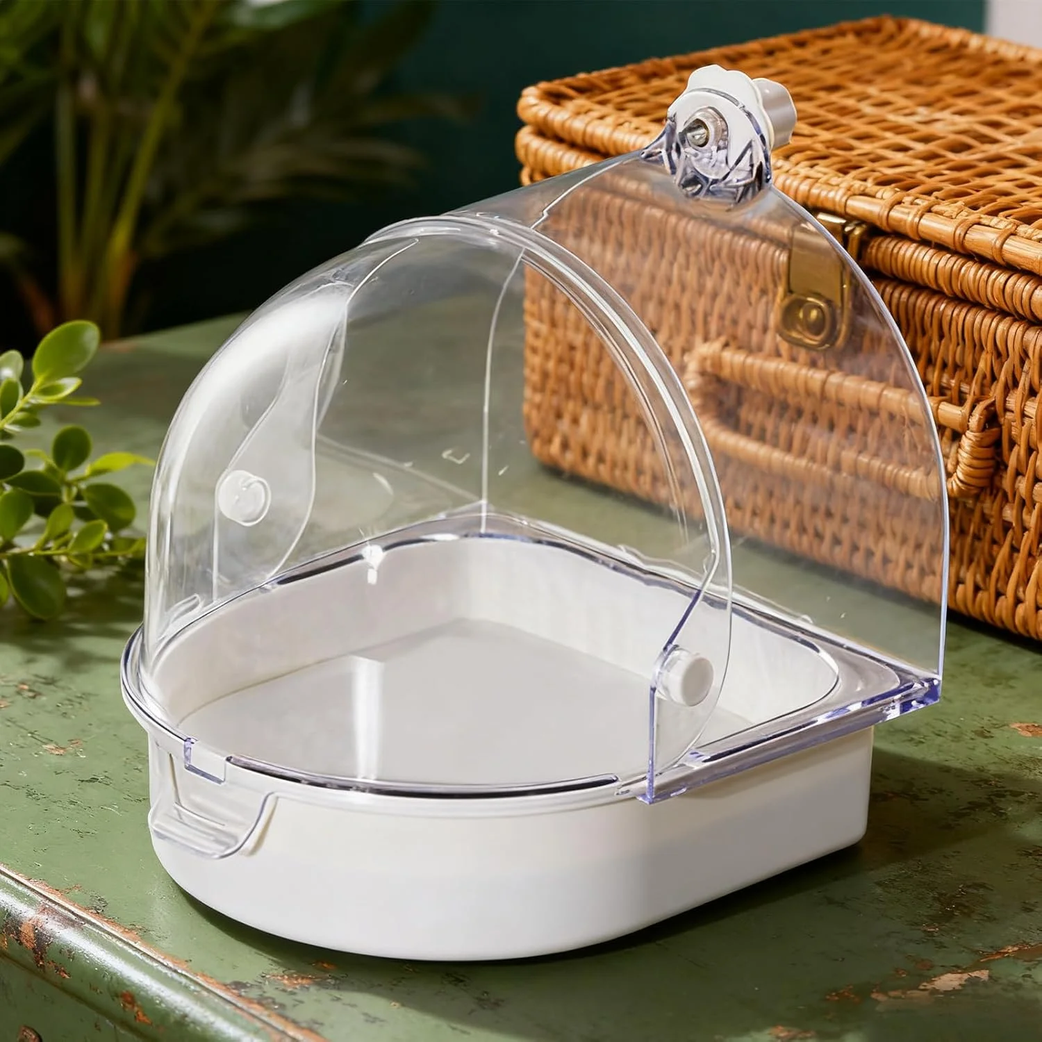 حمام پرنده طوطی | وان حمام شفاف، کاسه لانه دوش ضد پاشش، حمام طوطی شفاف برای قفس | برای پنجره داخلی کوکاتیل کانور قناری مرغ مگس خوار