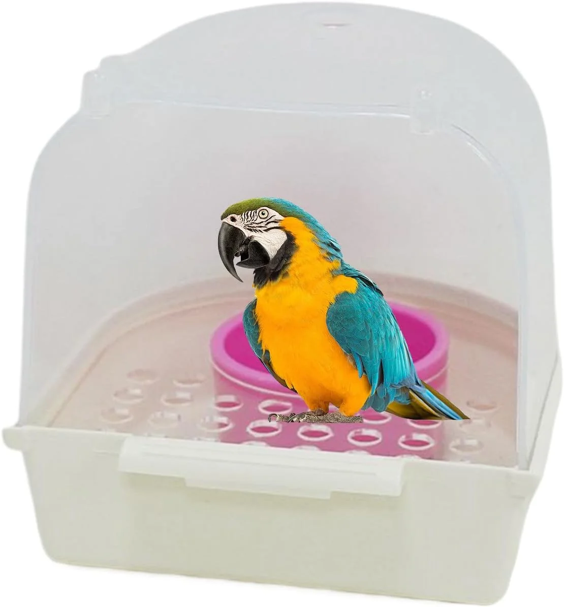 حمام پرنده طوطی، حوضچه آب شفاف کشویی - وان حمام پرنده - برای طوطی های خانگی، فنچ ها، راهب، قفس پرندگان، تغذیه آب، داخل خانه، خارج از خانه، باغ، داخل، خارج