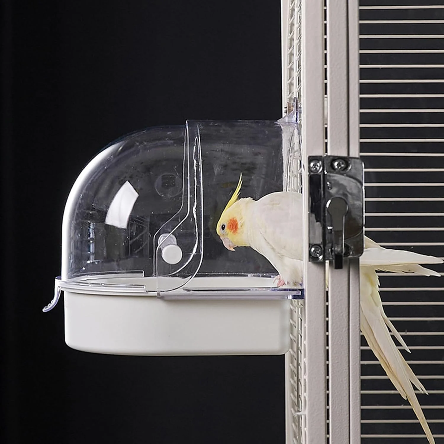 حمام پرنده قفسی | وان حمام شفاف، کاسه لانه، حمام پرنده قفسی شفاف ضد پاشش، برای پنجره داخلی کوکاتیل کانور قناری مرغ مگس خوار