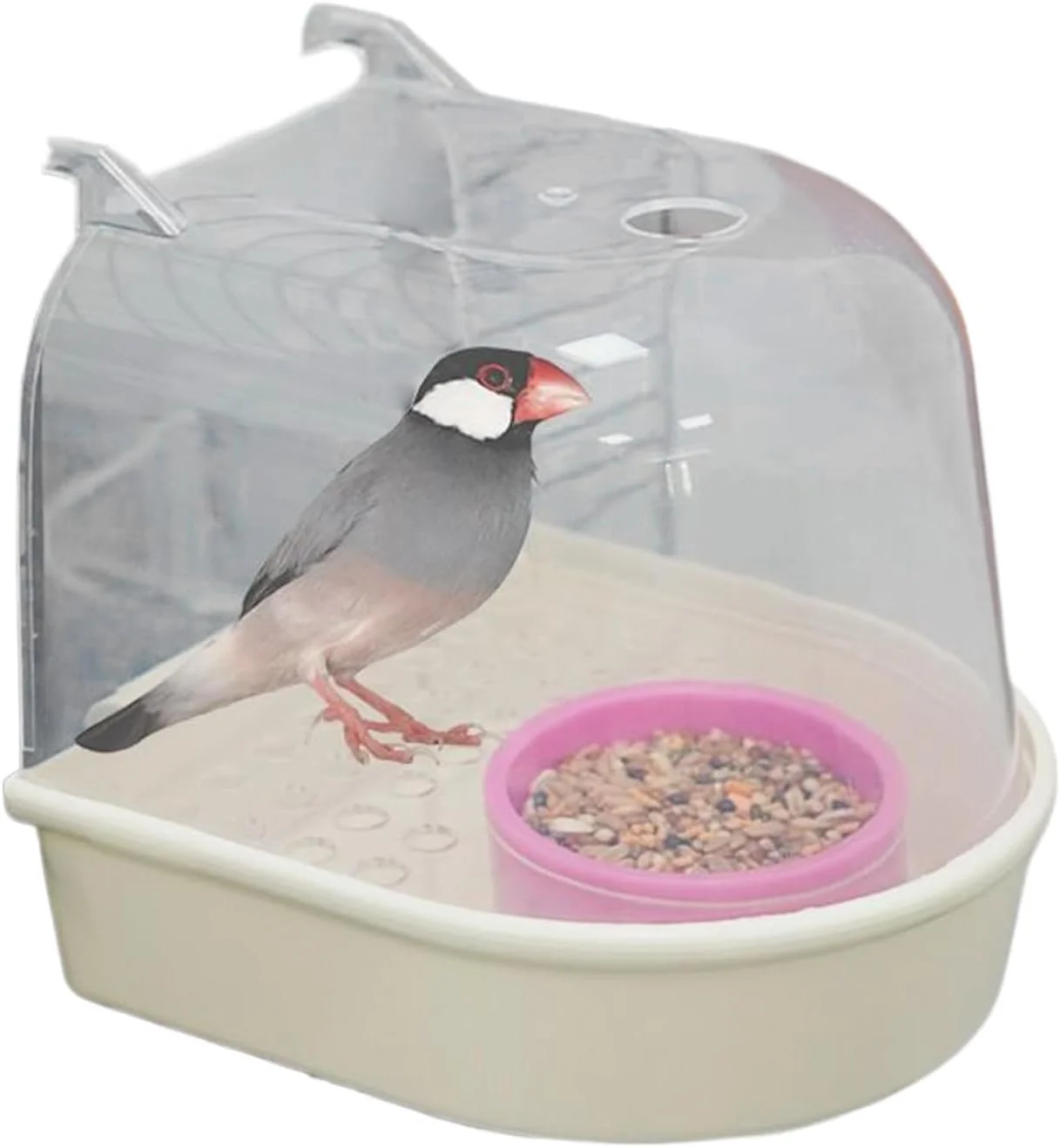 حمام پرنده برای قفس | ظرف غذای شفاف ضد ریزش، ظرف غذای خارجی پرنده - برای طوطی های خانگی، فنچ ها، راهب ها، قفس پرندگان، تغذیه آب در داخل و خارج از خانه، باغ، داخل و خارج