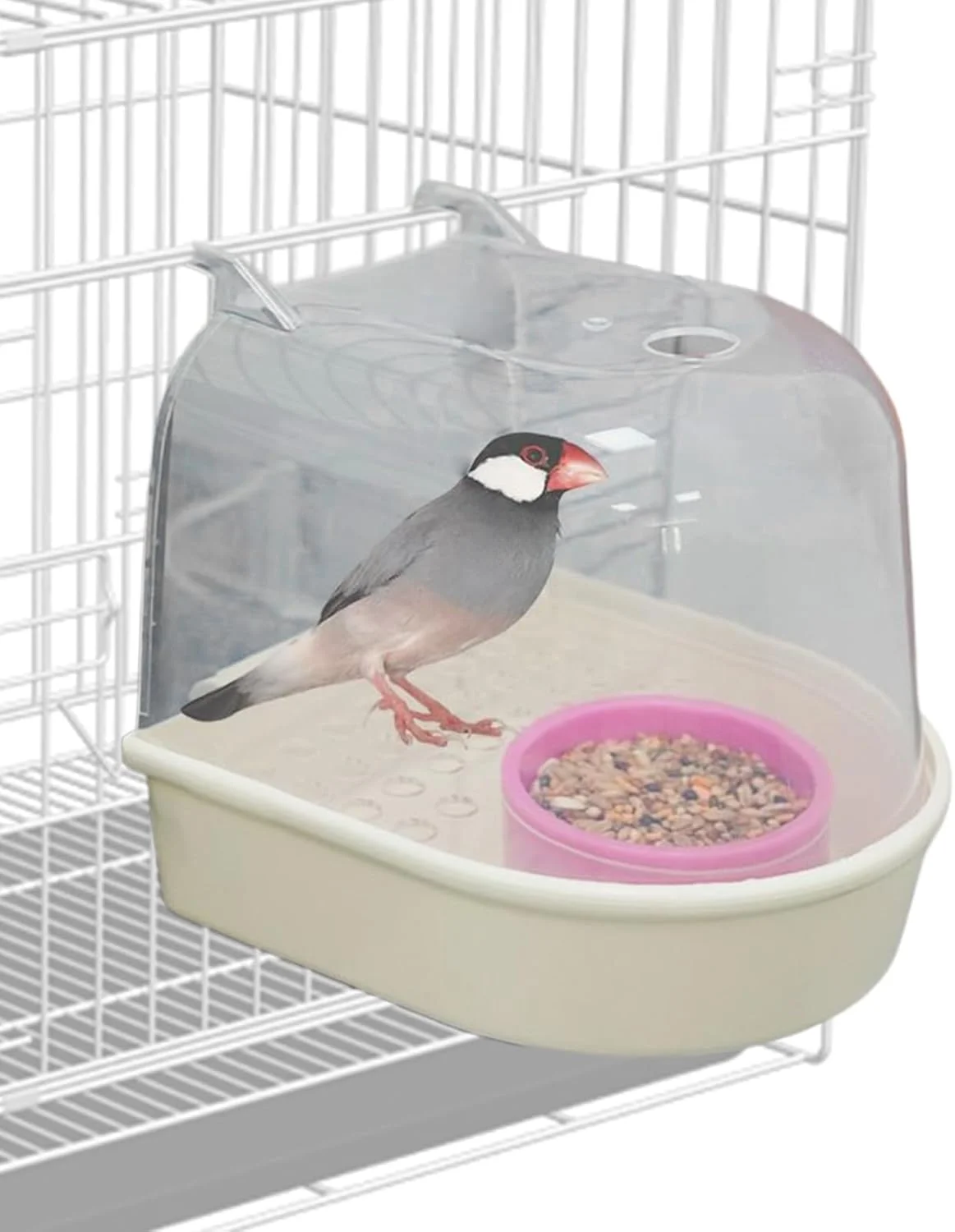 حمام پرنده برای قفس - حوضچه آب شفاف کشویی | ظرف غذا برای قفس پرنده - مناسب برای طوطی های خانگی، فنچ ها، راهب ها، تغذیه پرندگان در قفس، آب، داخل خانه، خارج از منزل، باغ، داخل و خارج
