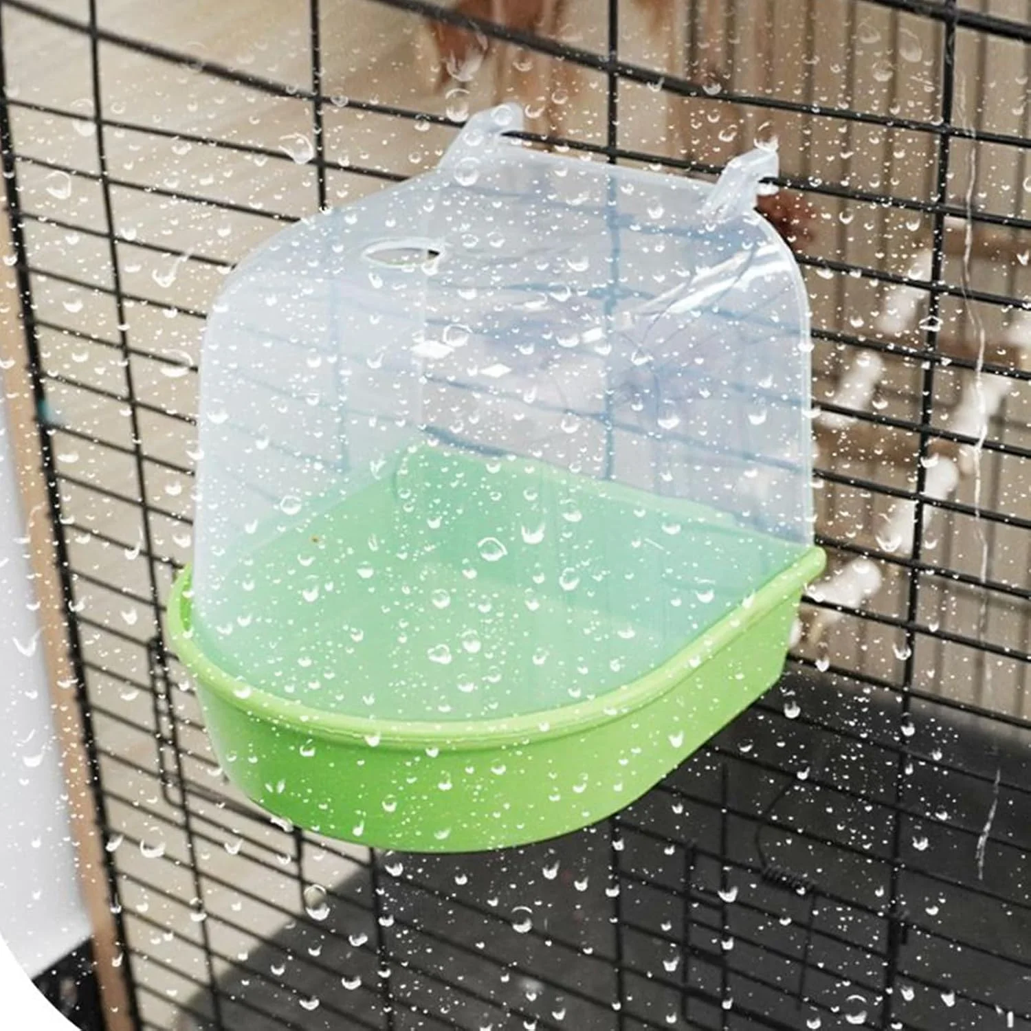 حمام پرنده طوطی - جعبه تغذیه شفاف کشویی - وان حمام طوطی - برای طوطی های خانگی، فنچ ها، راهب ها، قفس پرندگان، تغذیه آب، داخل خانه، فضای باز، باغ، داخل، خارج