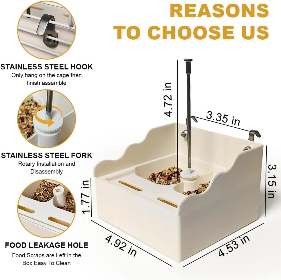 ظرف غذای 3 در 1 پرنده برای قفس، آبخوری حیوانات خانگی و نگهدارنده غذا سیخ میوه و سبزیجات طوطی، حمام پرنده برای قفس، ایده آل برای طوطی های کوچک و متوسط، کانورها، مرغ عشق