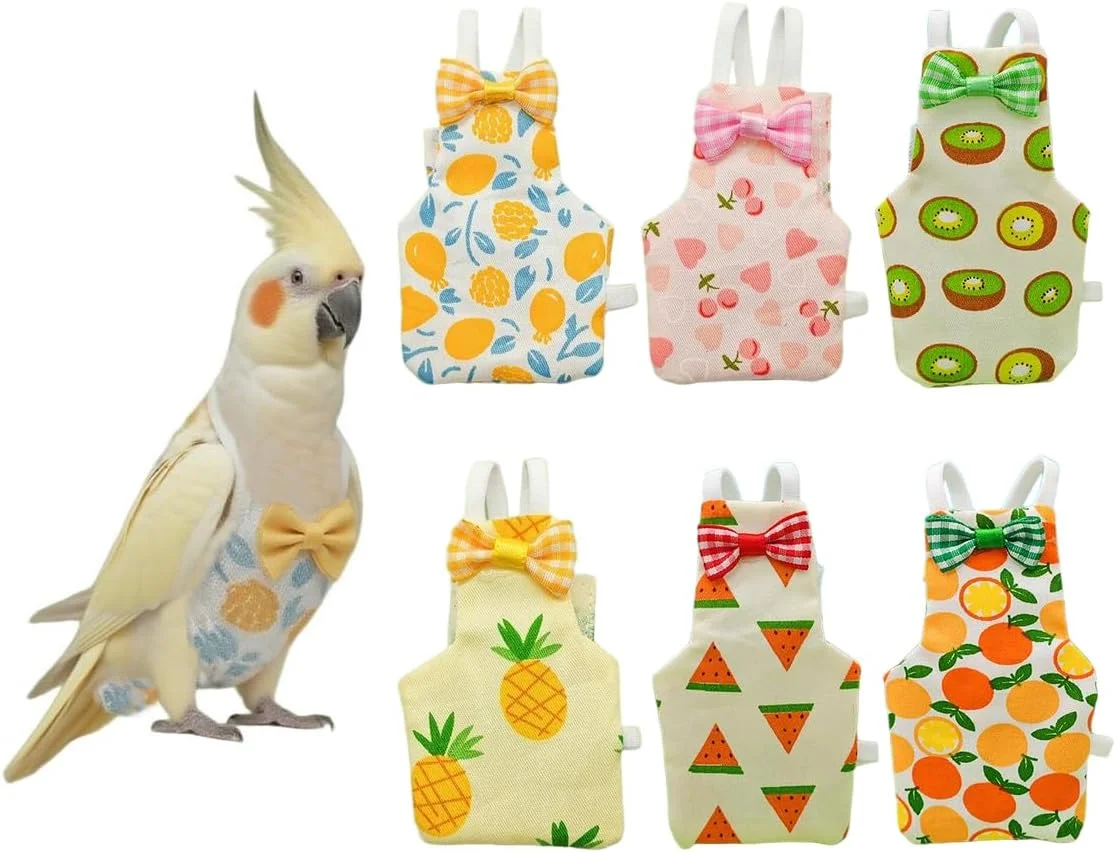 پوشک پرنده برای طوطی، عروس هلندی، کانور، راهب، پاراکیت، کبوتر، پوشک طوطی قابل استفاده مجدد، لباس پرنده برای طوطی ها (زرد، S، تعداد، 6)
