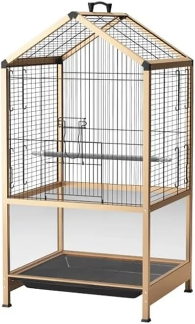 قفس پرنده قفس پرنده فلزی بزرگ دو طبقه مناسب برای طوطی ها، قناری ها، مرغ عشق و فنچ ها. قفس پرنده حیوان خانگی به رنگ طلایی