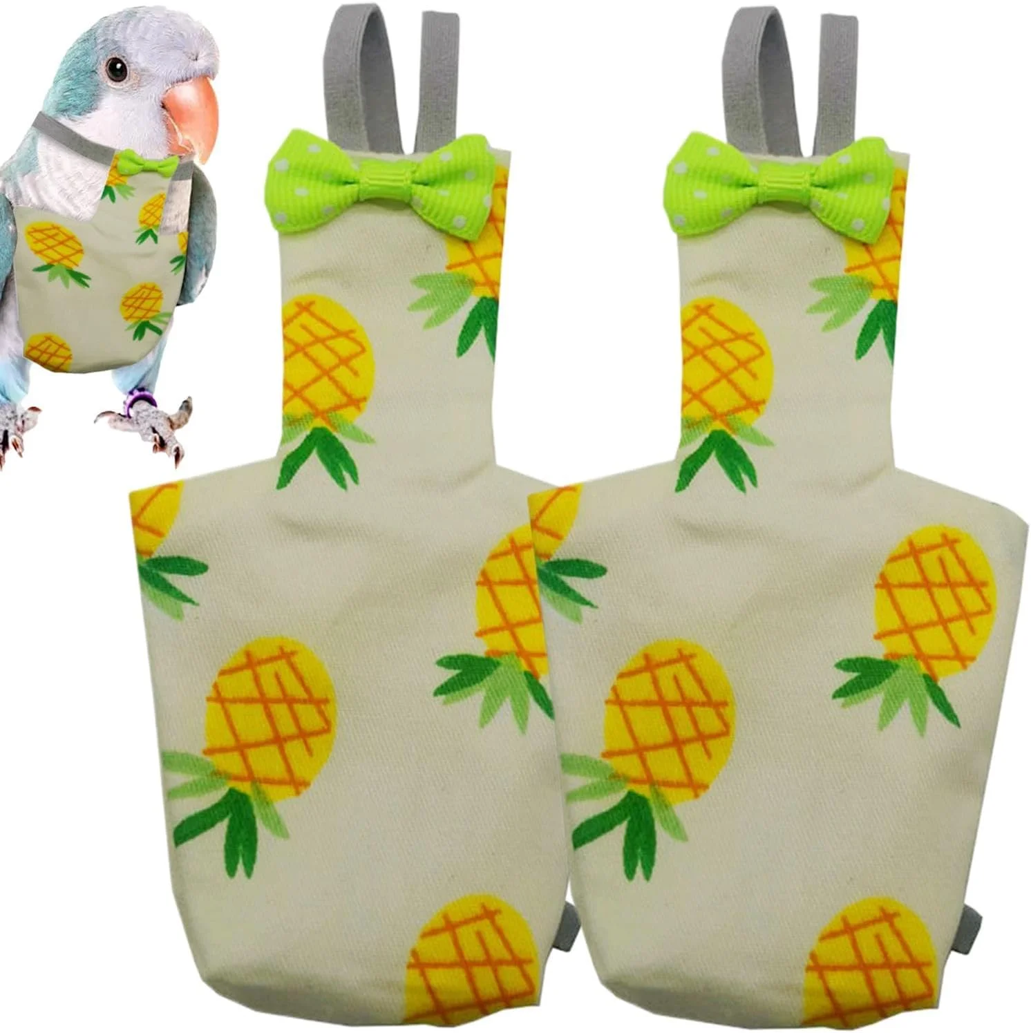 پوشک پرنده برای کبوتر، لباس پوشک طوطی قابل شستشو - لوازم حیوانات خانگی پوشک آموزشی 2X، آسترهای نرم ضد نشت برای پاراکیت کوکاتیل ماکائو کبوتر