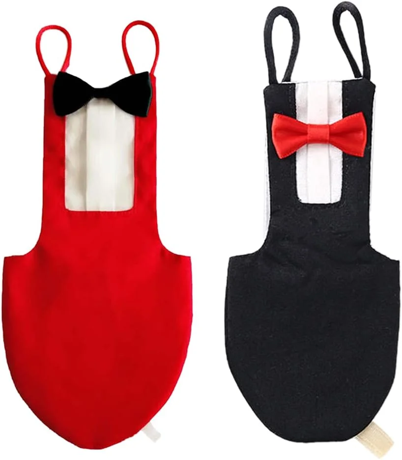 پوشک بچه پرنده، لباس پرواز تاکسیدو فرم یکدست حیوانات خانگی 2 عددی، پوشک ضد آب، لباس، لوازم جانبی قرمز + مشکی L