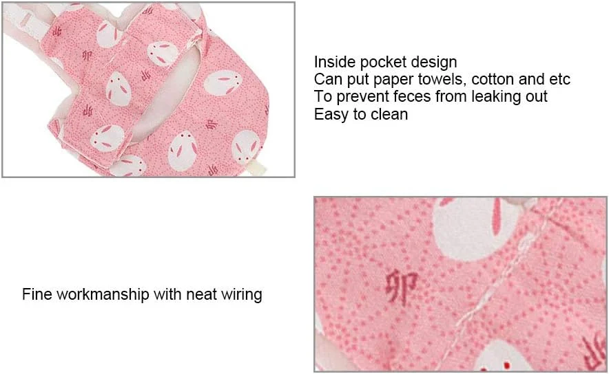 لباس پوشک پرنده زیبا، پوشک ادرار قابل شستشو برای مینی خرگوش صورتی سایز XS (نخی 5x9 سانتی متر)