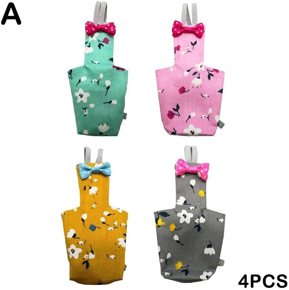 پوشک طوطی با پاپیون، طرح میوه ای و گلدار رنگارنگ، قابل شستشو، مناسب پرندگان کوچک، لباس پرواز، کبوتر، عروس هلندی سایز بزرگ