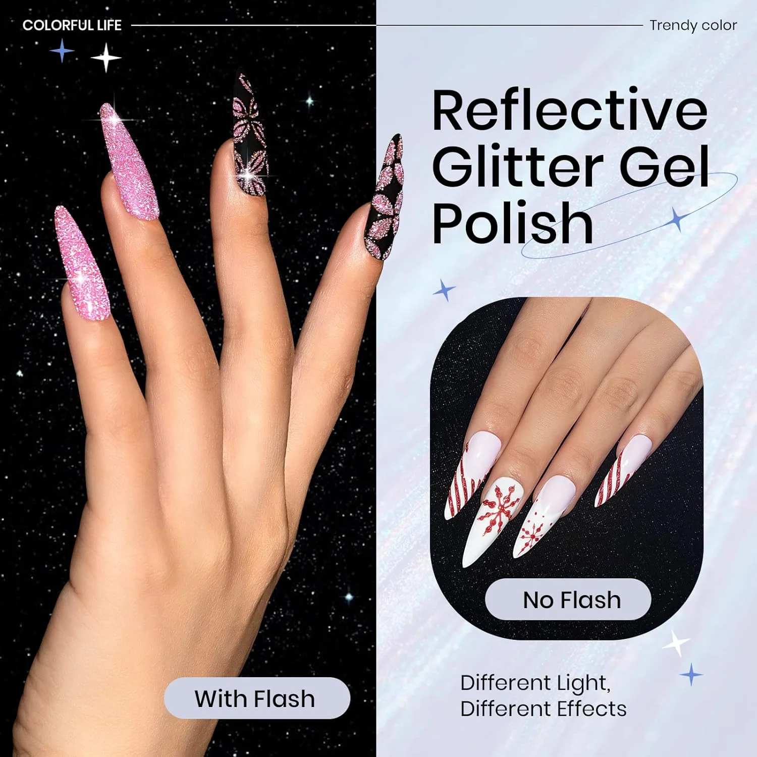 ست لاک ژل اکلیلی بازتابنده SUPWEE، لاک ژل ناخن هولوگرافیک براق و درخشان، لاک ژل ناخن الماسی دیسکو برای مانیکور مهمانی، لاک ژل UV Soak Off، 6 رنگ 10 میلی لیتر (0.33 fl oz)