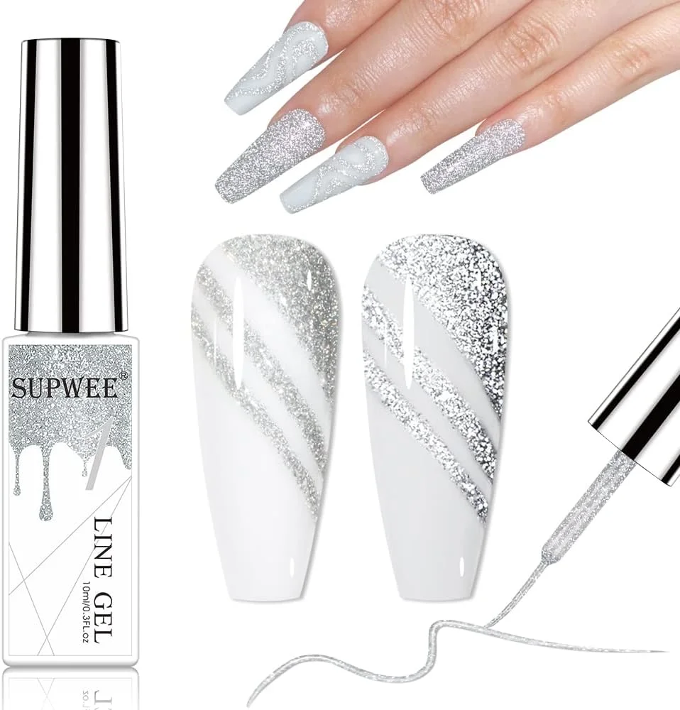 لاک ژل خط چشم نقره ای بازتابنده SUPWEE، ژل اکلیلی الماسی، طراحی ناخن، ژل طراحی دیسکو درخشان، لاک طراحی ناخن برای طراحی ناخن DIY، مانیکور، ژل خیساندنی لاک ژل خط چشم نقره ای بازتابنده SUPWEE، ژل اکلیلی الماسی، طراحی ناخن، ژل طراحی دیسکو درخشان، لاک طراحی ناخن برای طراحی ناخن DIY، مانیکور، ژل خیساندنی