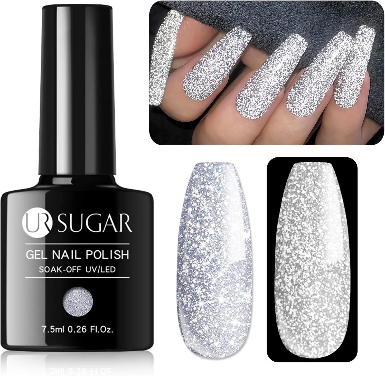 لاک ژل ناخن اکلیلی نقره ای درخشان UR SUGAR، لاک ژل براق و بازتابنده دیسکو، بدون پوسته شدن و حباب، هدیه ای برای مانیکور سالنی در خانه برای زنان و دختران لاک ژل ناخن اکلیلی نقره ای درخشان UR SUGAR، لاک ژل براق و بازتابنده دیسکو، بدون پوسته شدن و حباب، هدیه ای برای مانیکور سالنی در خانه برای زنان و دختران