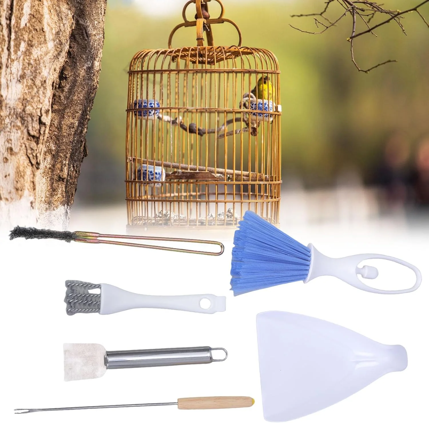 ست تمیز کننده قفس پرنده 5 تکه، ابزار حذف فضولات استیل ضد زنگ برای قفس های طوطی و حیوانات کوچک، لوازم جانبی پرنده ست تمیز کننده قفس پرنده 5 تکه، ابزار حذف فضولات استیل ضد زنگ برای قفس های طوطی و حیوانات کوچک، لوازم جانبی پرنده