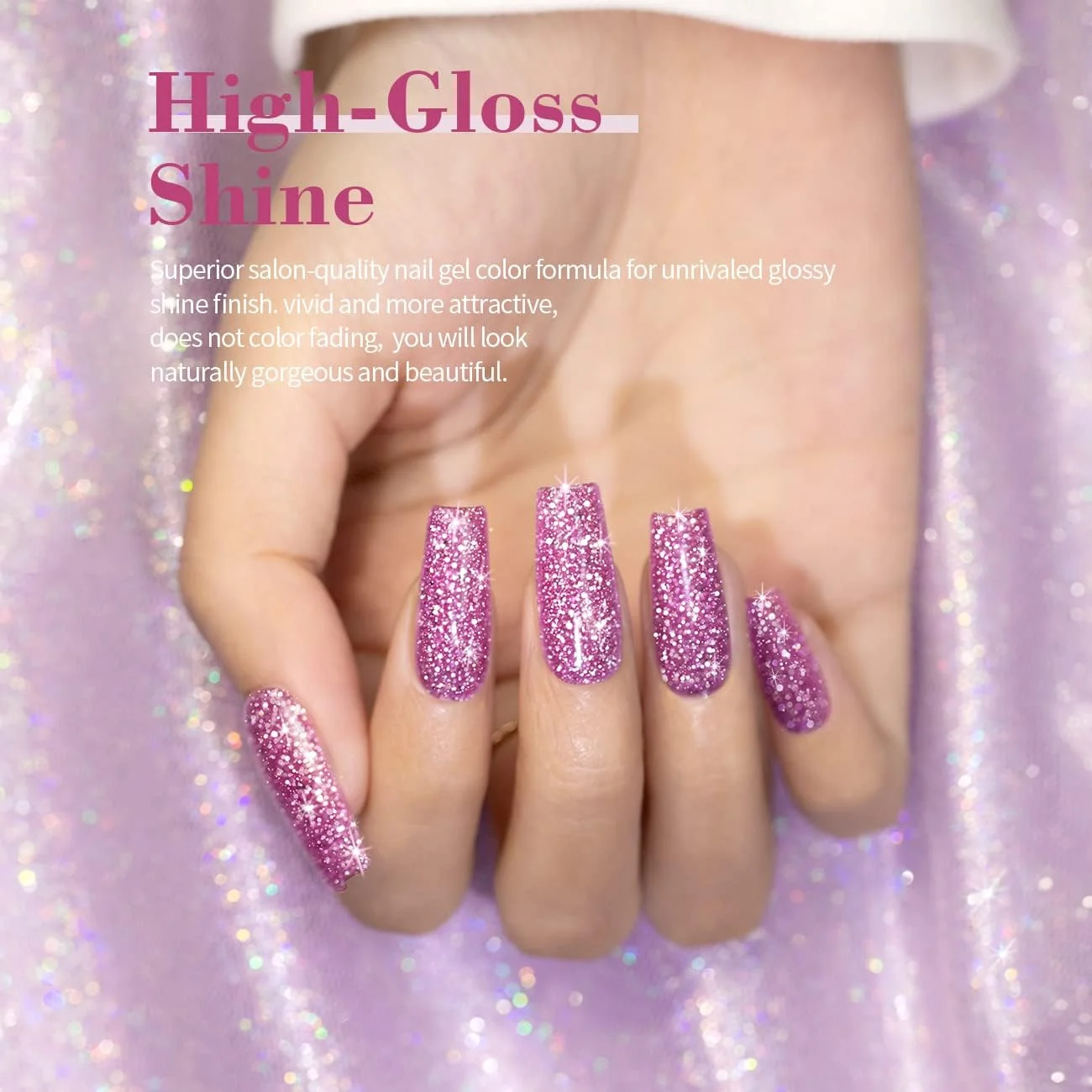 لاک ژل اکلیلی بازتابنده RARJSM، صورتی رز درخشان رنگین کمانی، لاک ناخن ژلی هولوگرافیک 7.5 میلی لیتر، خیساندن LED UV، لاک ژل ناخن الماس دیسکو روشن، هنر ناخن، مانیکور، سالن، DIY خانه