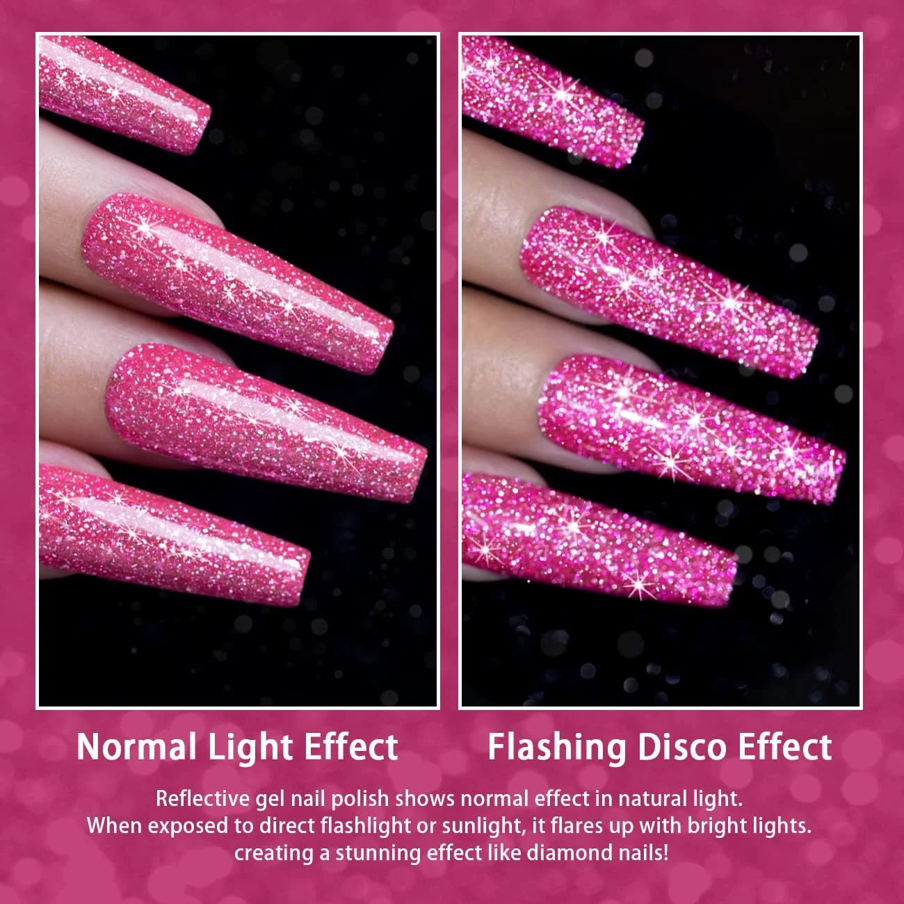 لاک ژل اکلیلی بازتابنده RARJSM، لاک ژل صورتی نئون الماسی درخشان، لاک ژل رنگین کمانی هولوگرافیک، براق کننده LED UV، لاک ژل صورتی داغ، طراحی ناخن، مانیکور، سالن، DIY در خانه