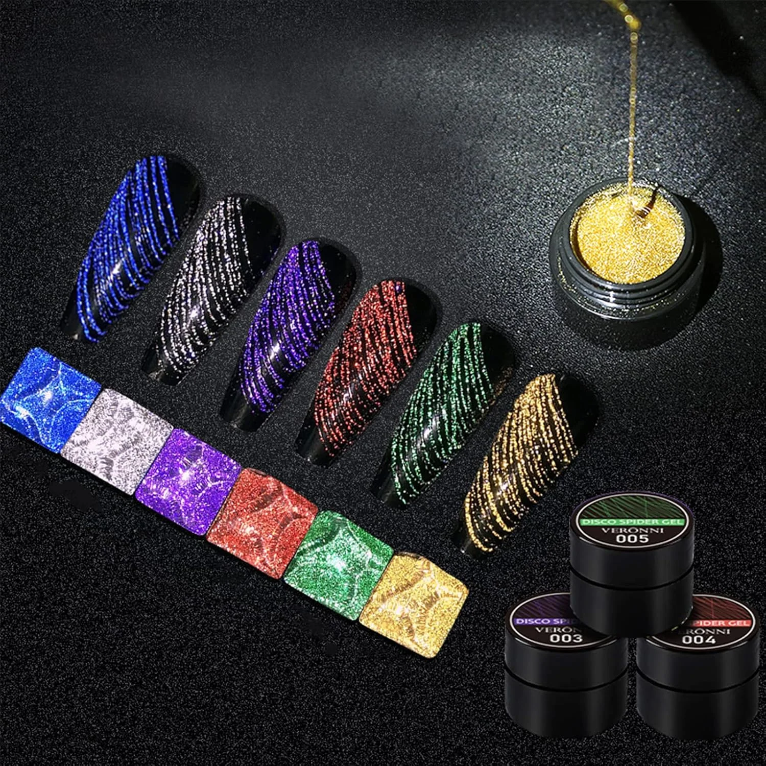 ژل عنکبوتی اکلیلی بازتابنده ناخن، 6 رنگ ژل عنکبوتی برای طراحی ناخن با سیم، لاک ژل UV/LED اکلیلی، طراحی خط کشی دیسکو، ابریشمی، نقاشی عنکبوتی، طراحی سالن و مانیکور DIY، خط ناخن ژل عنکبوتی اکلیلی بازتابنده ناخن، 6 رنگ ژل عنکبوتی برای طراحی ناخن با سیم، لاک ژل UV/LED اکلیلی، طراحی خط کشی دیسکو، ابریشمی، نقاشی عنکبوتی، طراحی سالن و مانیکور DIY، خط ناخن