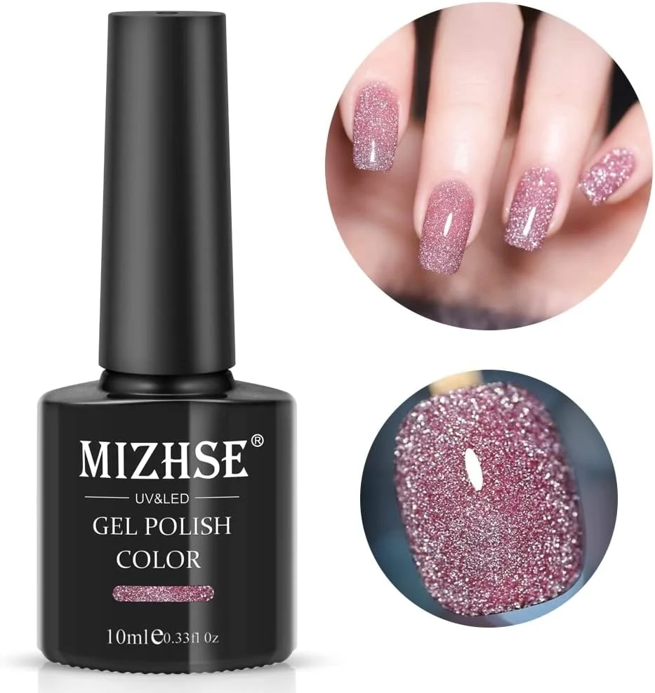 لاک ژل ناخن الماسی MIZHSE، ست لاک ژل اکلیلی بازتابنده، لاک ژل ناخن صورتی براق و درخشان، مناسب برای طراحی ناخن در خانه برای مبتدیان لاک ژل ناخن الماسی MIZHSE، ست لاک ژل اکلیلی بازتابنده، لاک ژل ناخن صورتی براق و درخشان، مناسب برای طراحی ناخن در خانه برای مبتدیان
