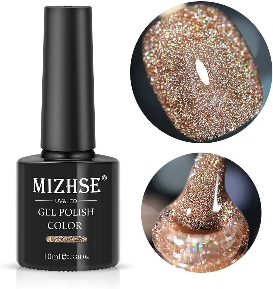 لاک ژل ناخن الماسی MIZHSE، ست لاک ژل اکلیلی رنگارنگ بازتابنده، ناخن ژلی براق درخشان، خیساندن لامپ LED، برای مبتدیان DIY در خانه