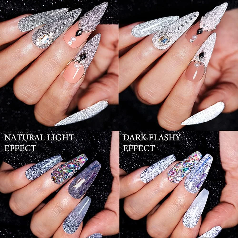 لاک ژل اکلیلی بازتابنده MIZHSE، ست لاک ژل اکلیلی هولوگرافیک براق و درخشان، لاک ژل خیساندنی UV/LED، کیت مانیکور طراحی ناخن