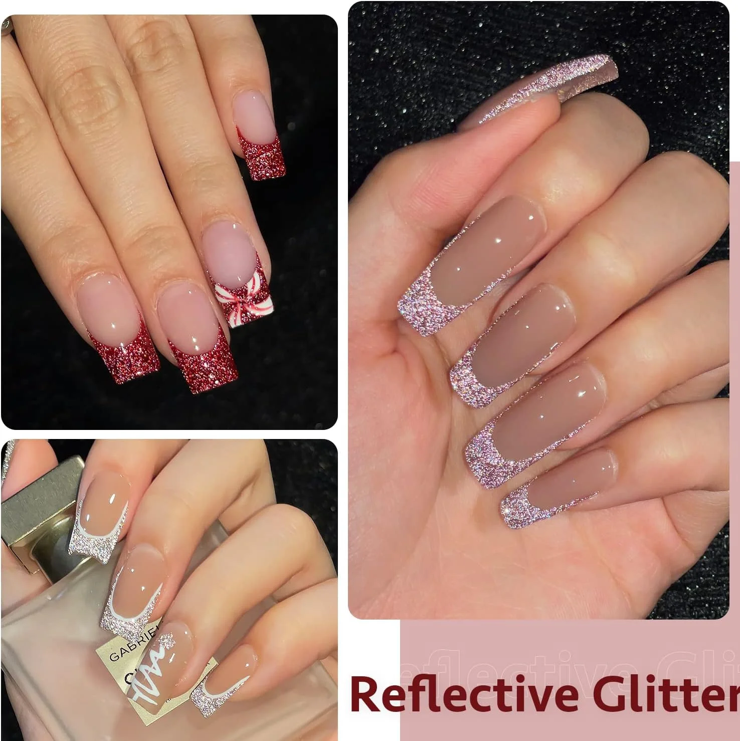 مجموعه لاک ژل اکلیلی بازتابنده GAOY، 6 رنگ شامل صورتی قرمز نقره ای هولوگرافیک، لاک ژل UV LED، مناسب برای استفاده در خانه و سالن های مانیکور