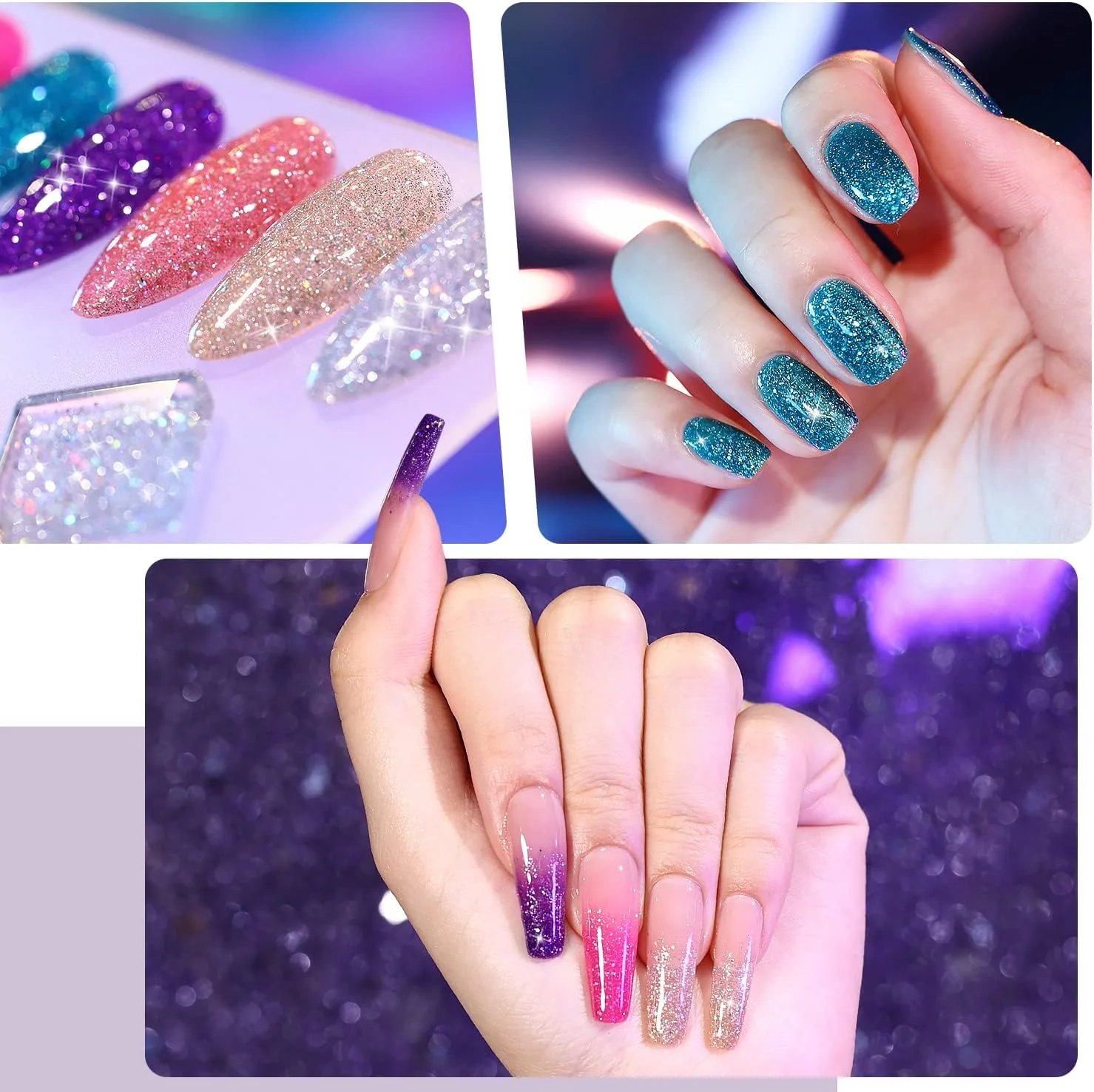 مجموعه لاک ژل اکلیلی رنگین کمانی GAOY Disco Sparkle برای طراحی ناخن، مانیکور و پدیکور در خانه (6 رنگ)